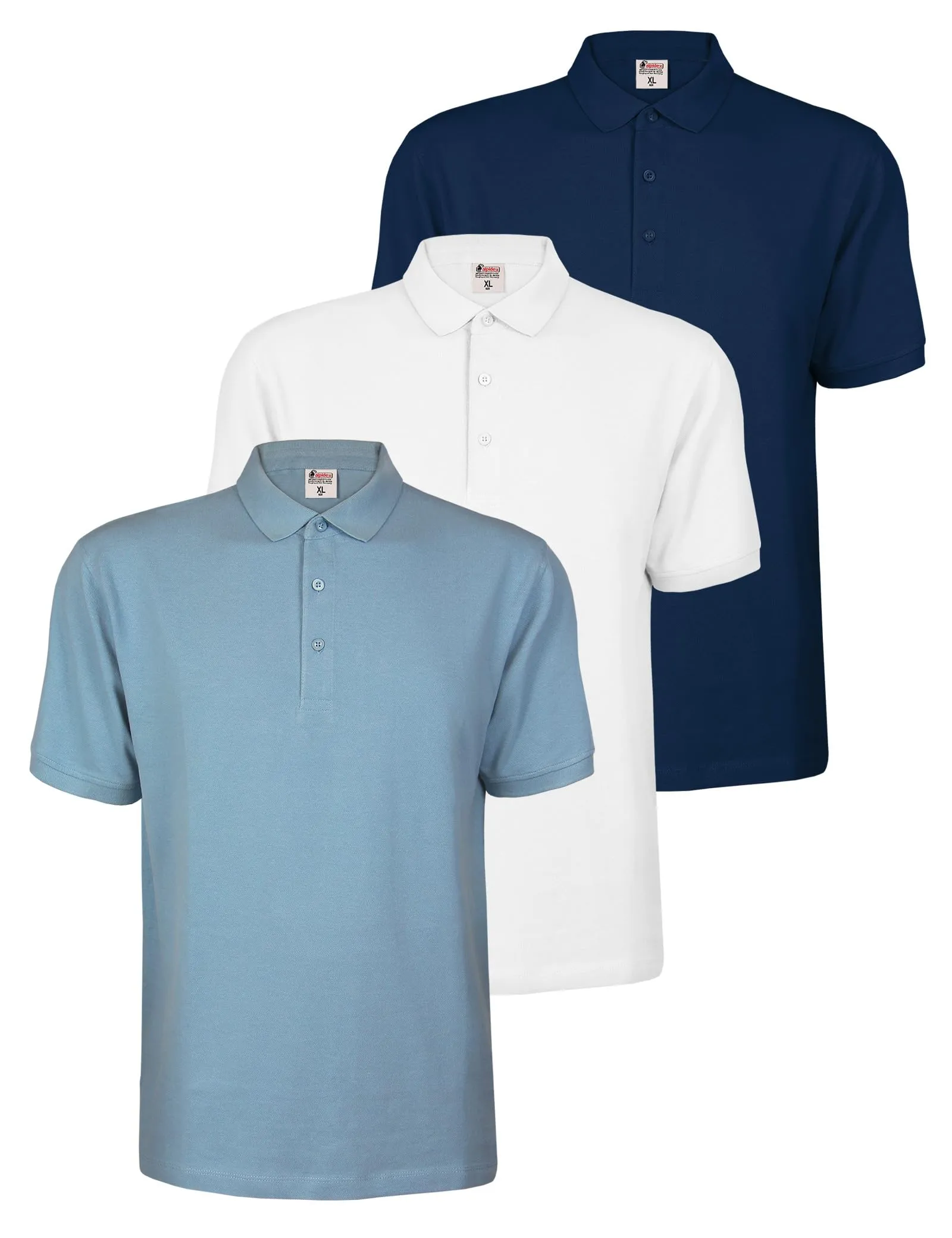 ALPIDEX Maglietta Polo Uomo Manica Corta, Set da 3, Cotone, Water, XL - immagine 1