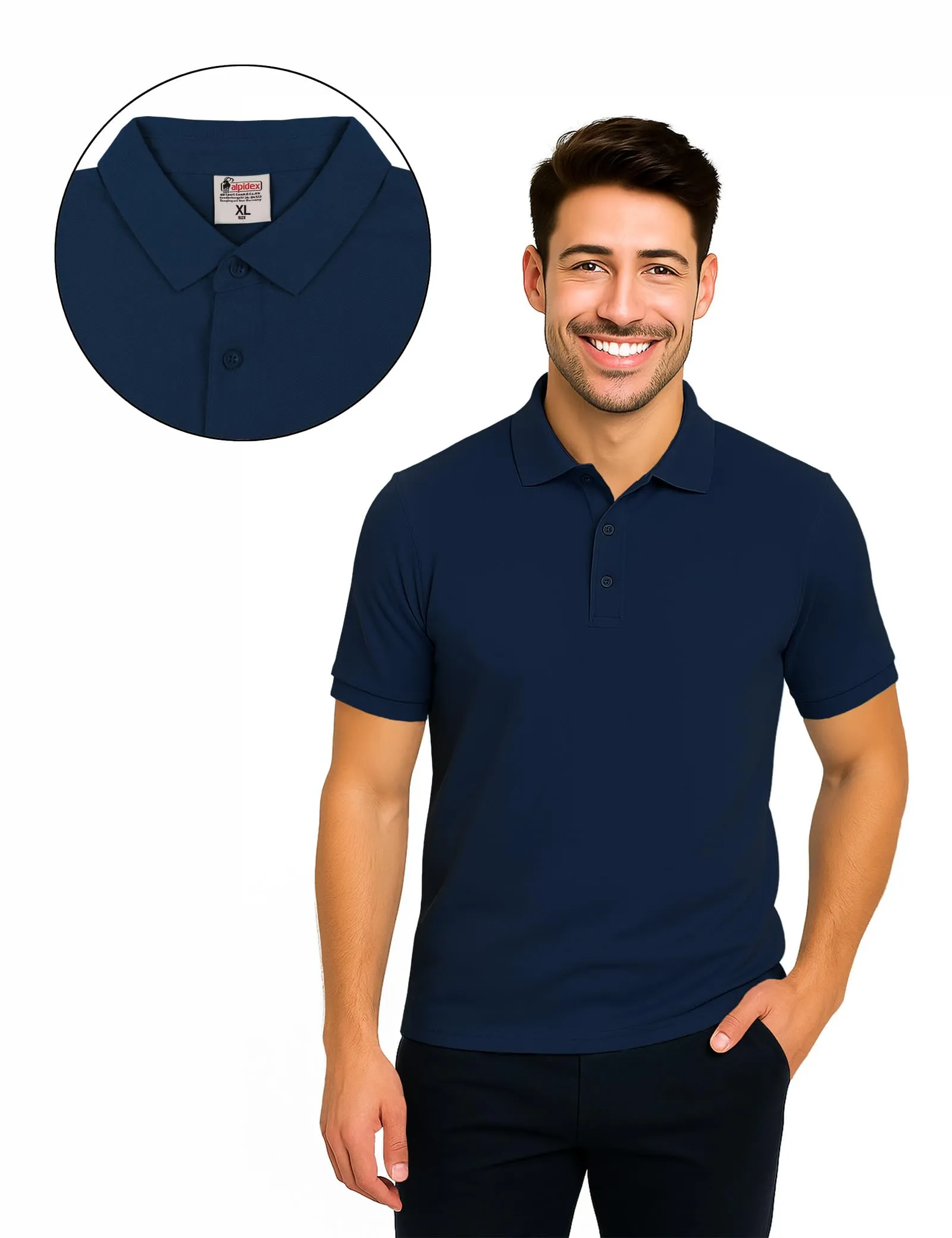 ALPIDEX Maglietta Polo Uomo Manica Corta, Set da 3, Cotone, Water, 3XL - immagine 3