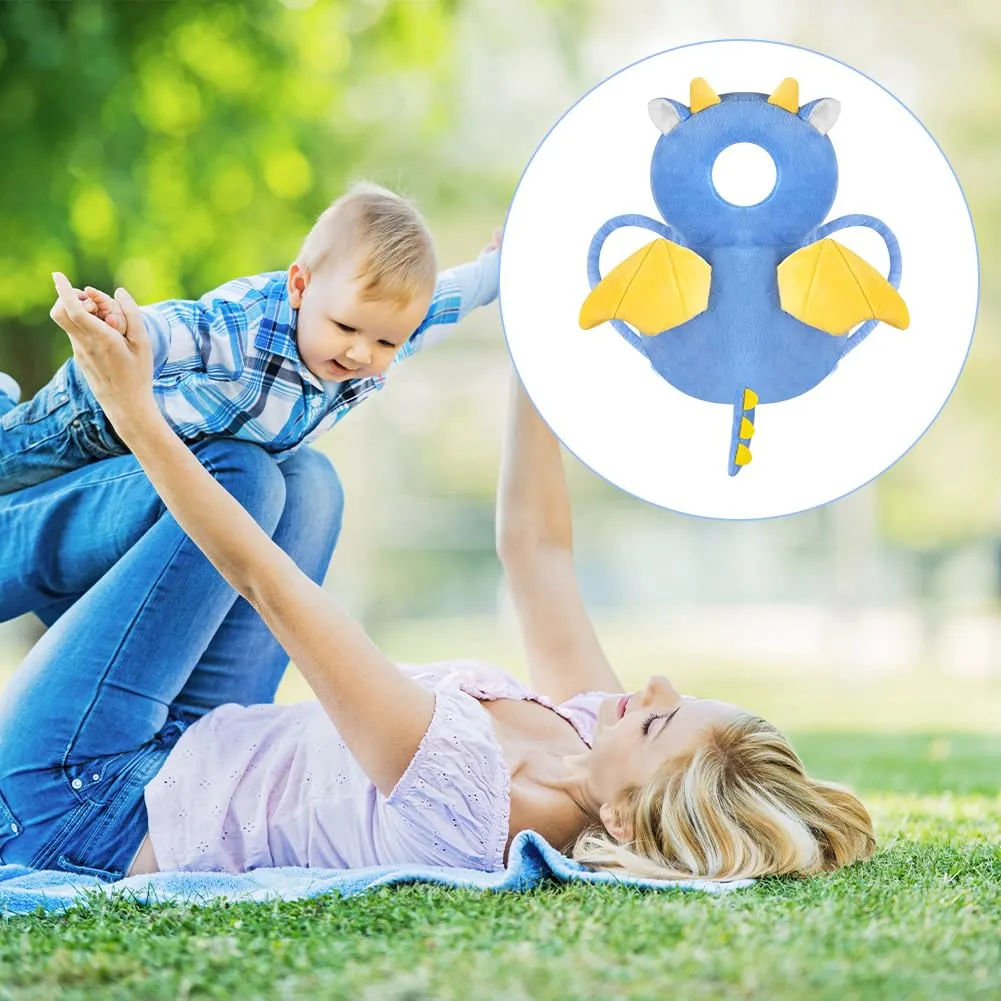 Vicloon Protezione Testa e Ginocchiere per Neonato, Cuscino di Sicurezza Regolabile per Bambini, Drago Blu - immagine 8