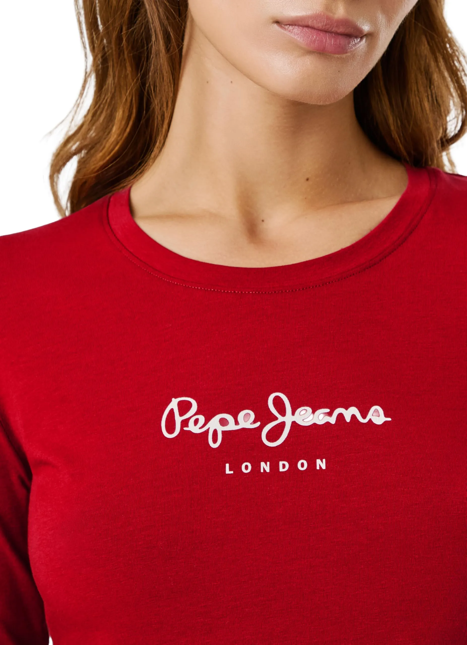 Pepe Jeans New Virginia LS N Maglietta da Donna, Rosso Merlot, L - immagine 6