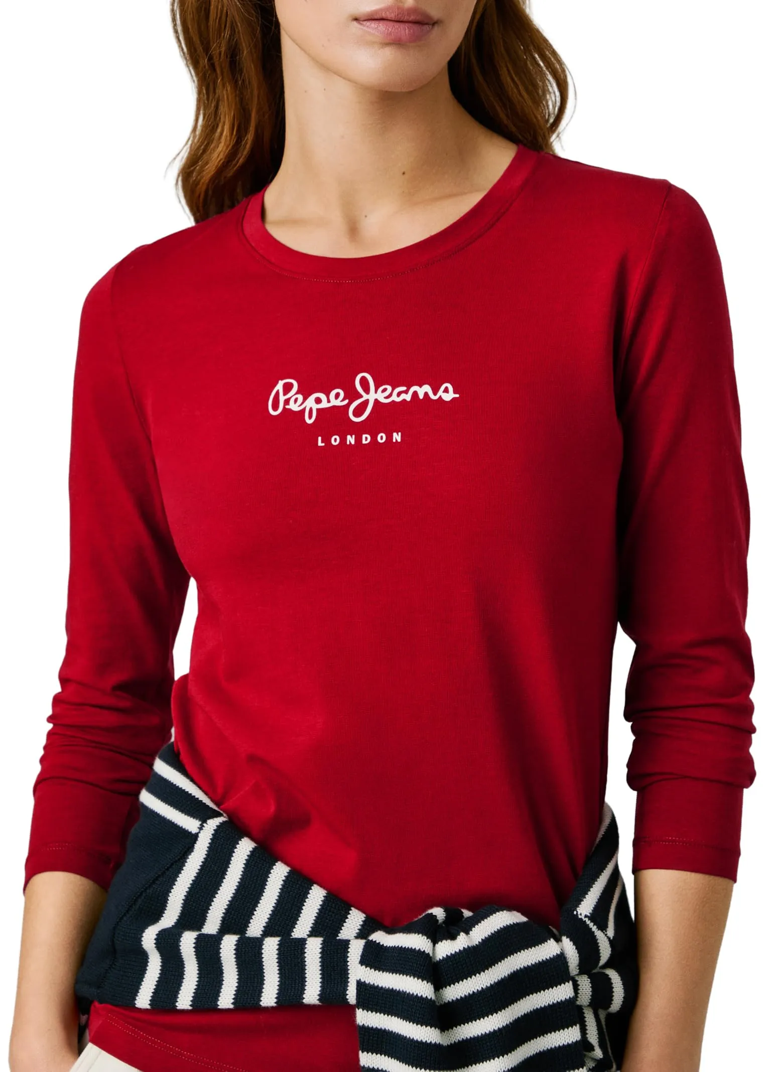 Pepe Jeans New Virginia LS Maglietta da Donna, Rosso Merlot, S - immagine 8