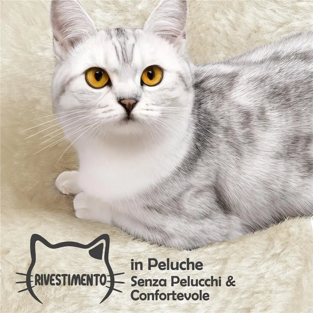 Yaheetech Albero Tiragraffi per Gatti Multilivello con Casetta e Trespolo, 146 cm, Beige - immagine 5