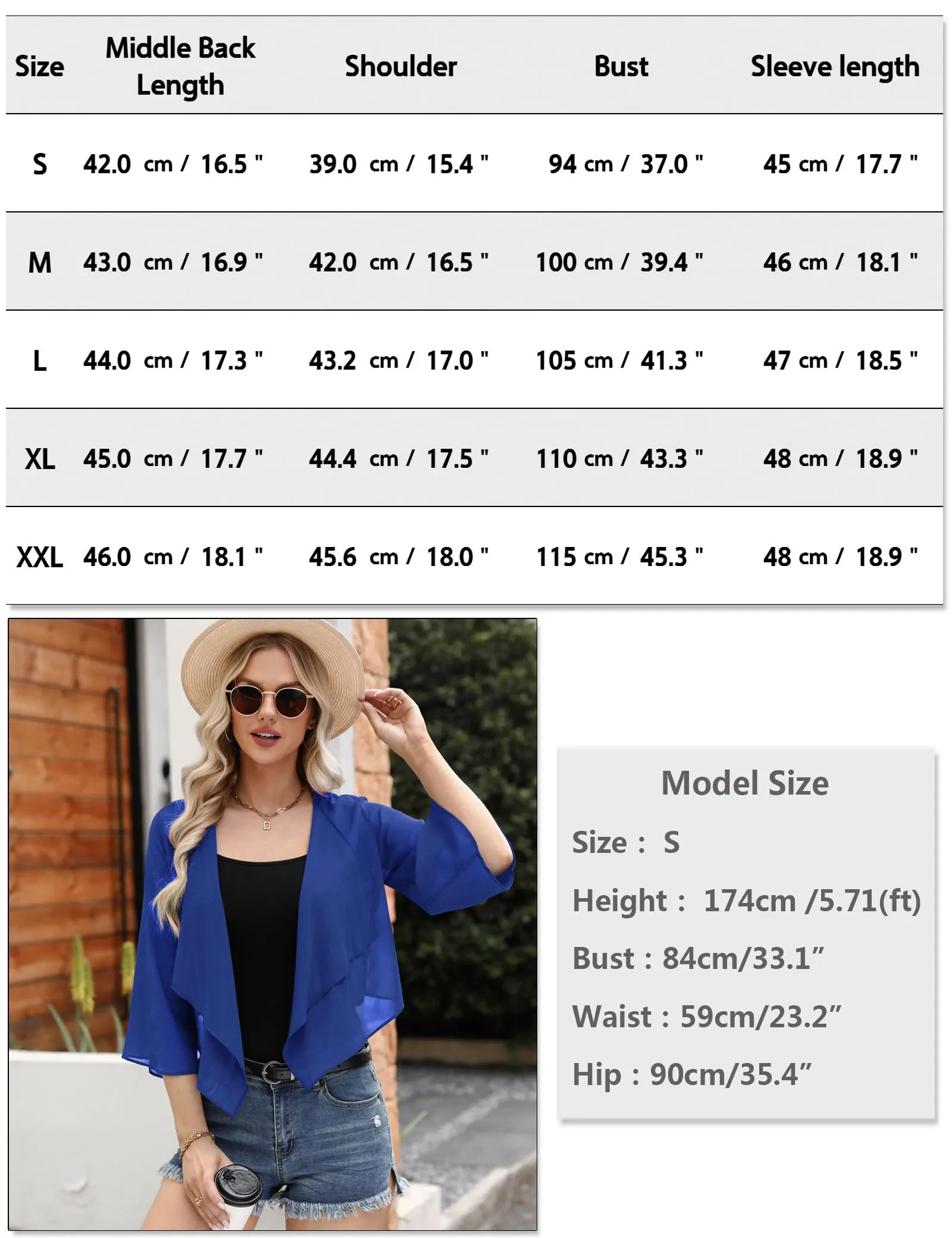 Aottori Coprispalle Donna in Chiffon, Blu Reale, XXL - immagine 6