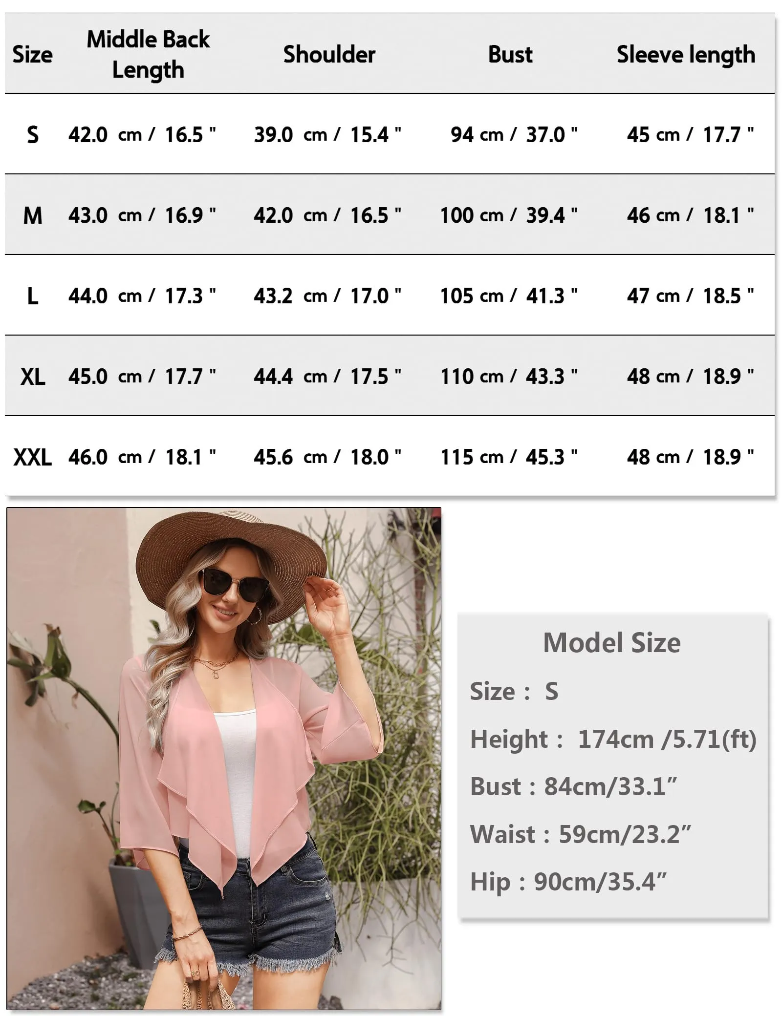 Aottori Coprispalle Donna in Chiffon, Bolero Corto, S - immagine 6