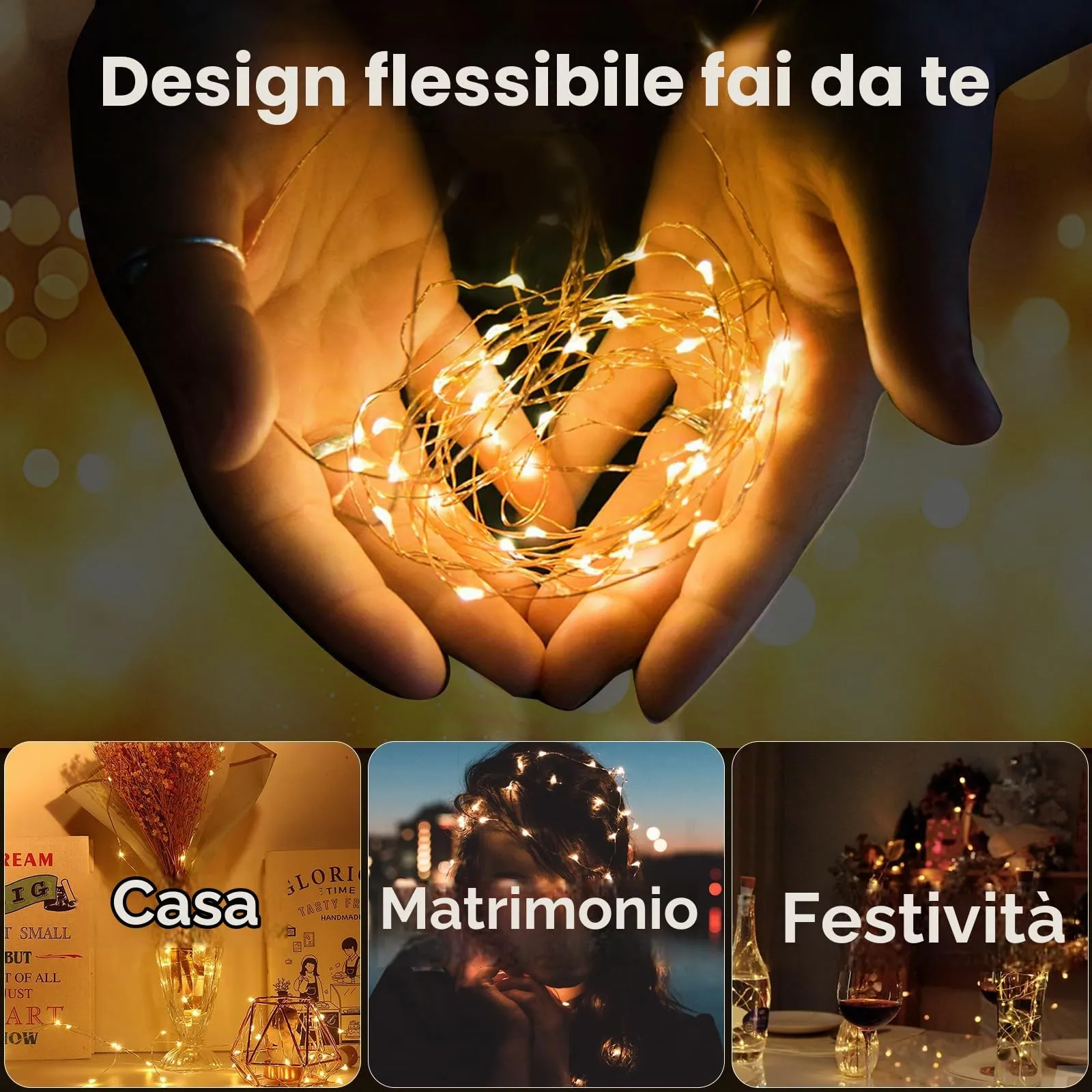 KOBWA Luci per bottiglie con sughero, ricaricabili USB, Bianco Caldo, 3 Pezzi - immagine 6