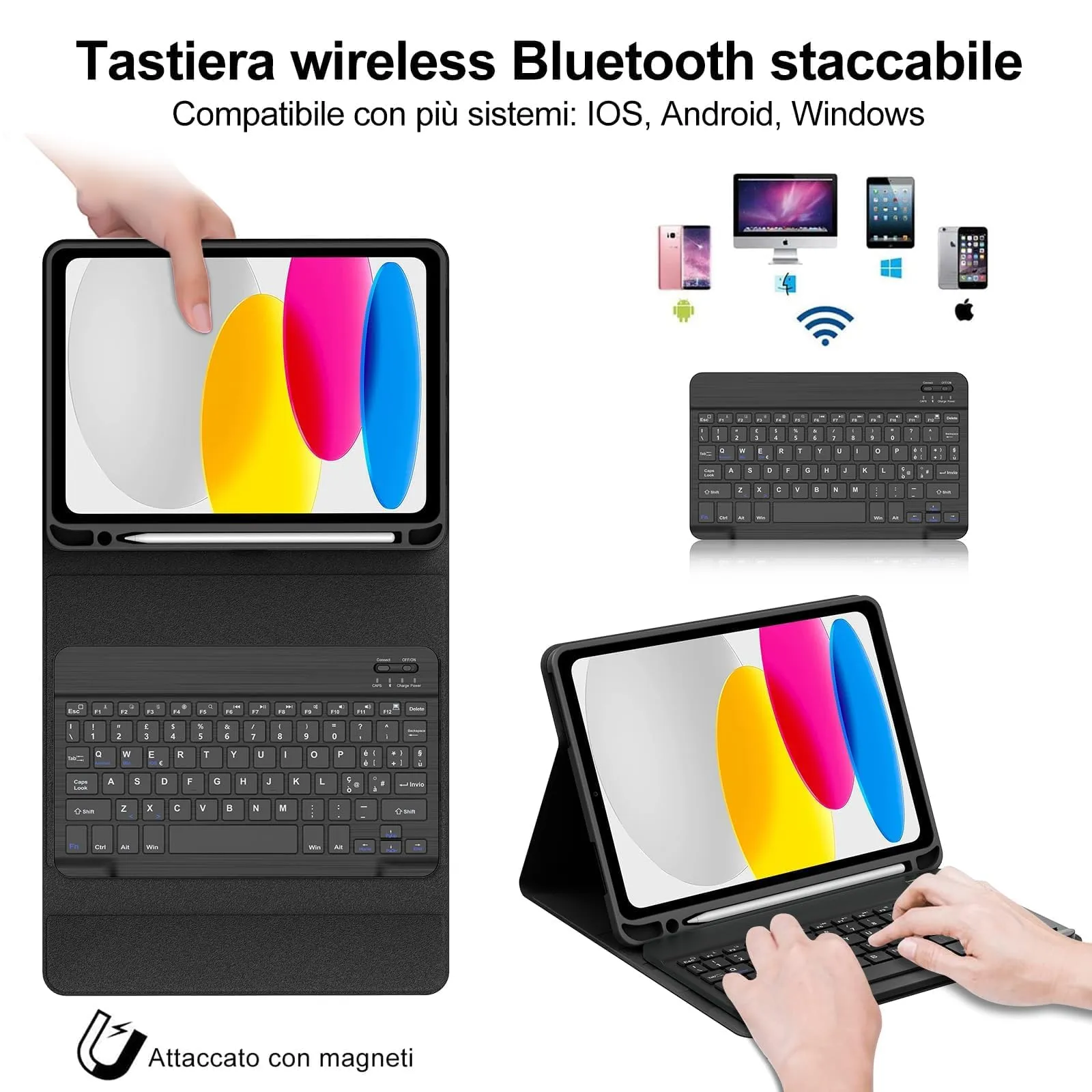 IVEOPPE Tastiera per iPad 11 Generazione 11" (2025) e iPad 10 Generazione 10.9" (2022) Modello A16 - immagine 3