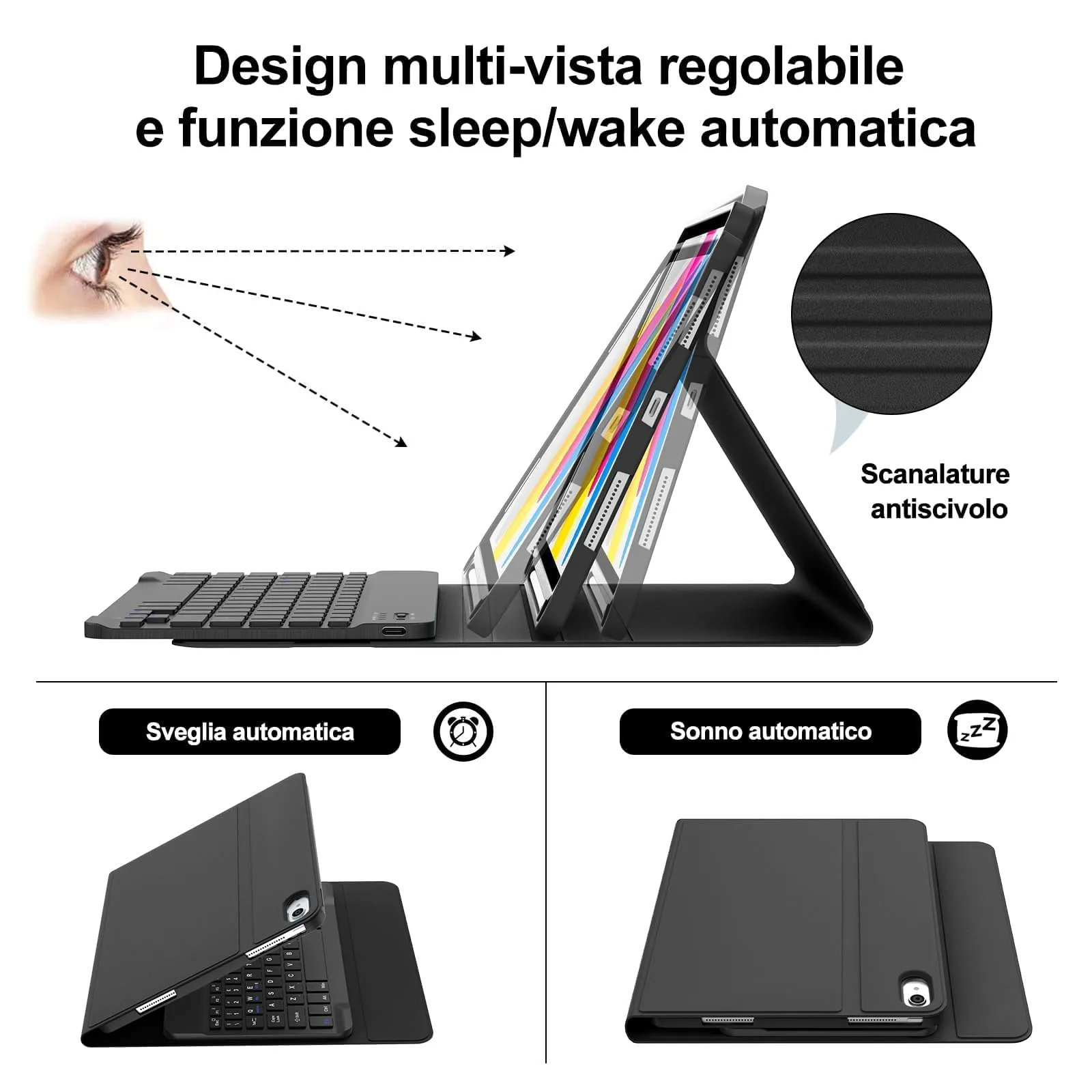 IVEOPPE Tastiera per iPad 11 Generazione 11" (2025) e iPad 10 Generazione 10.9" (2022) Modello A16 - immagine 5