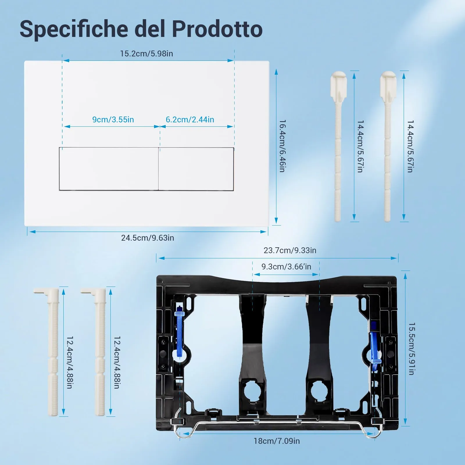 Mendorio Placca di Comando WC per Geberit Sigma 01/20/30/21, Bianco - immagine 4