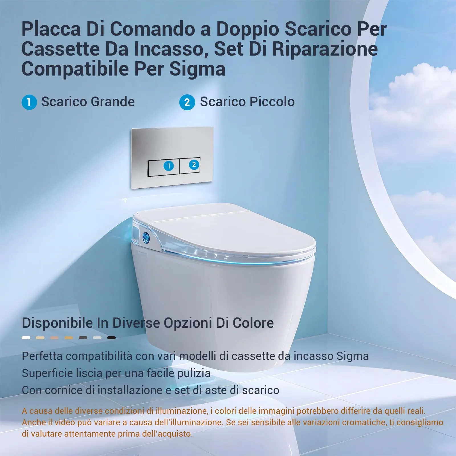Mendorio Placca di Comando WC per Geberit Sigma 01/20/30, Argento Opaco - immagine 2