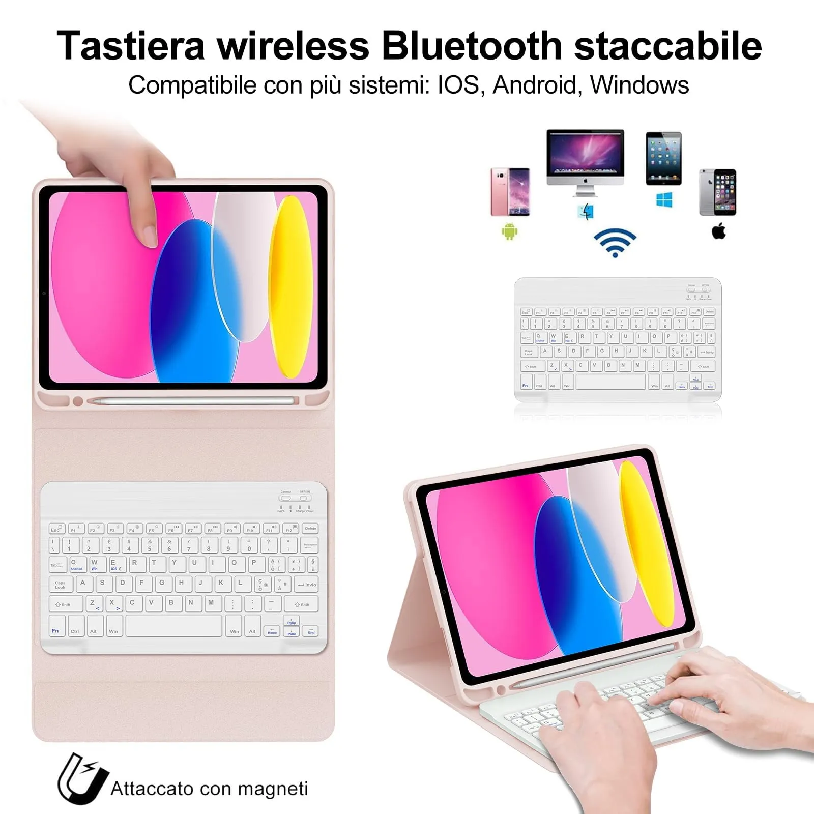 IVEOPPE Tastiera e Custodia per iPad 11 Generazione (11" 2025) e iPad 10 Generazione (10.9" 2022) A16 - immagine 3