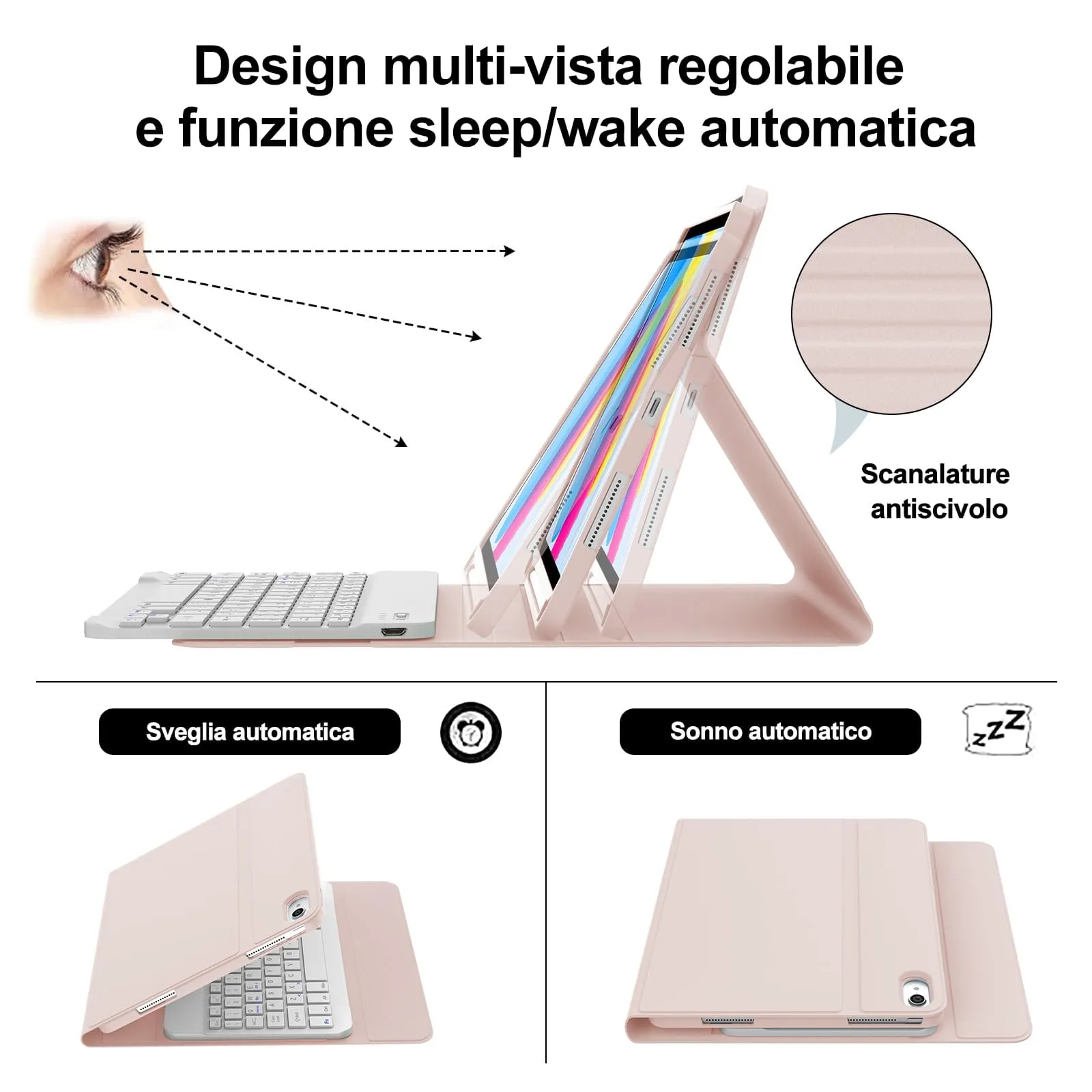 IVEOPPE Tastiera e Custodia per iPad 11 Generazione (11" 2025) e iPad 10 Generazione (10.9" 2022) A16 - immagine 5