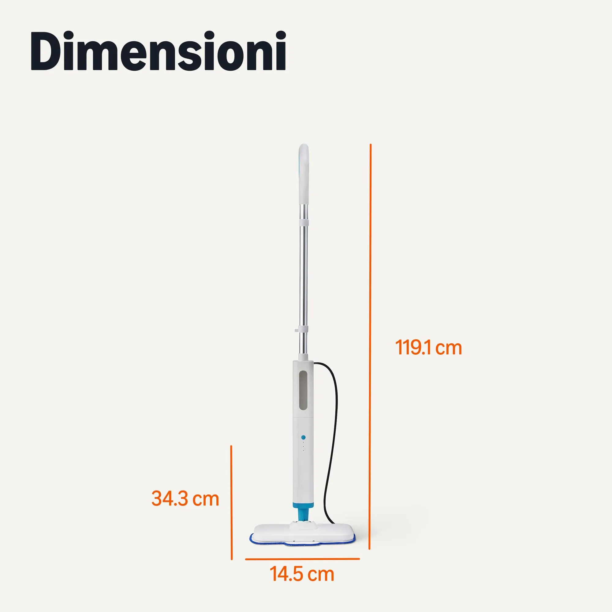 Amazon Basics Scopa a vapore per pavimenti duri, 3 panni lavabili, serbatoio 450 ml, Bianco - immagine 3