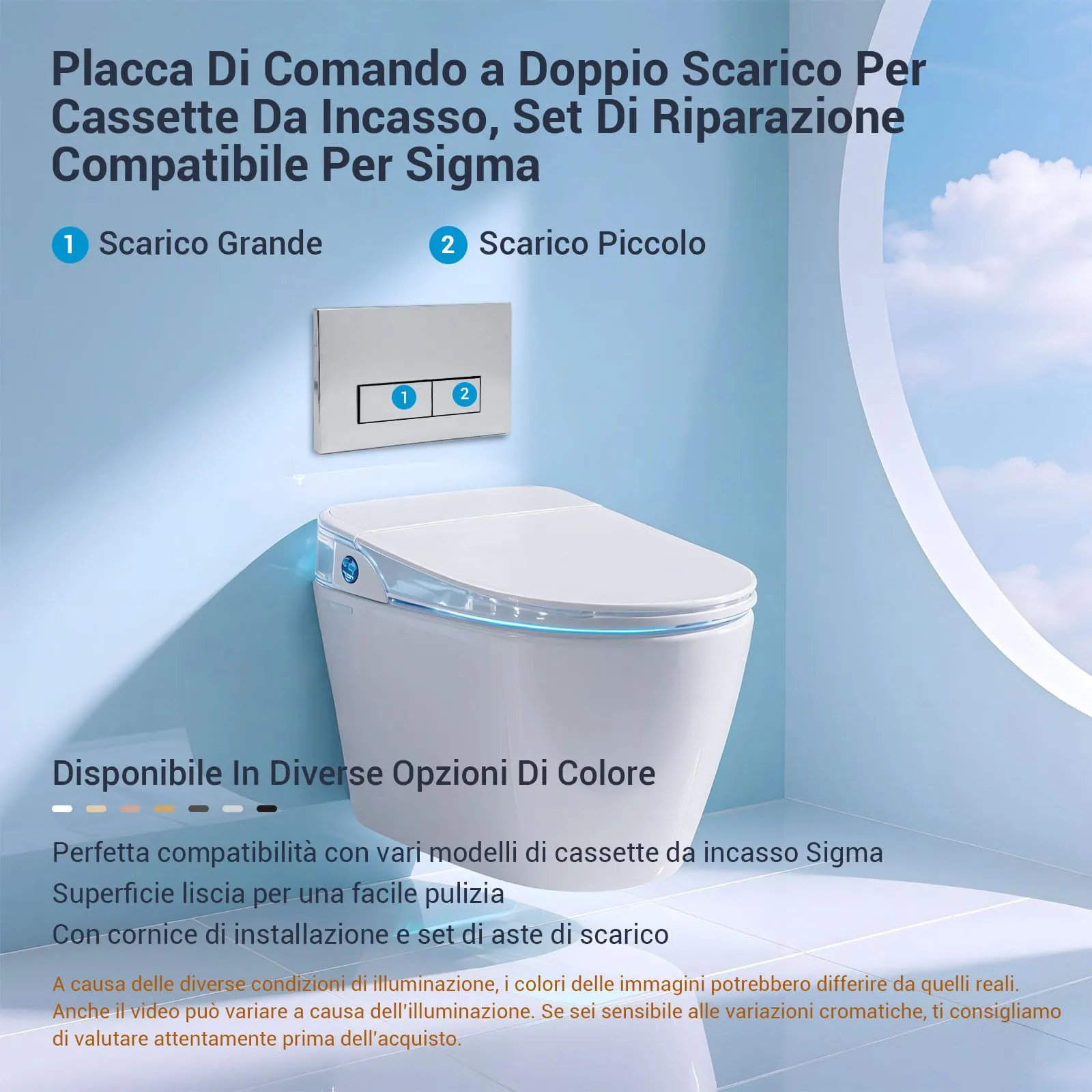Mendorio Placca di Comando WC per Geberit Sigma 01/20/30/21, Cromata - immagine 2