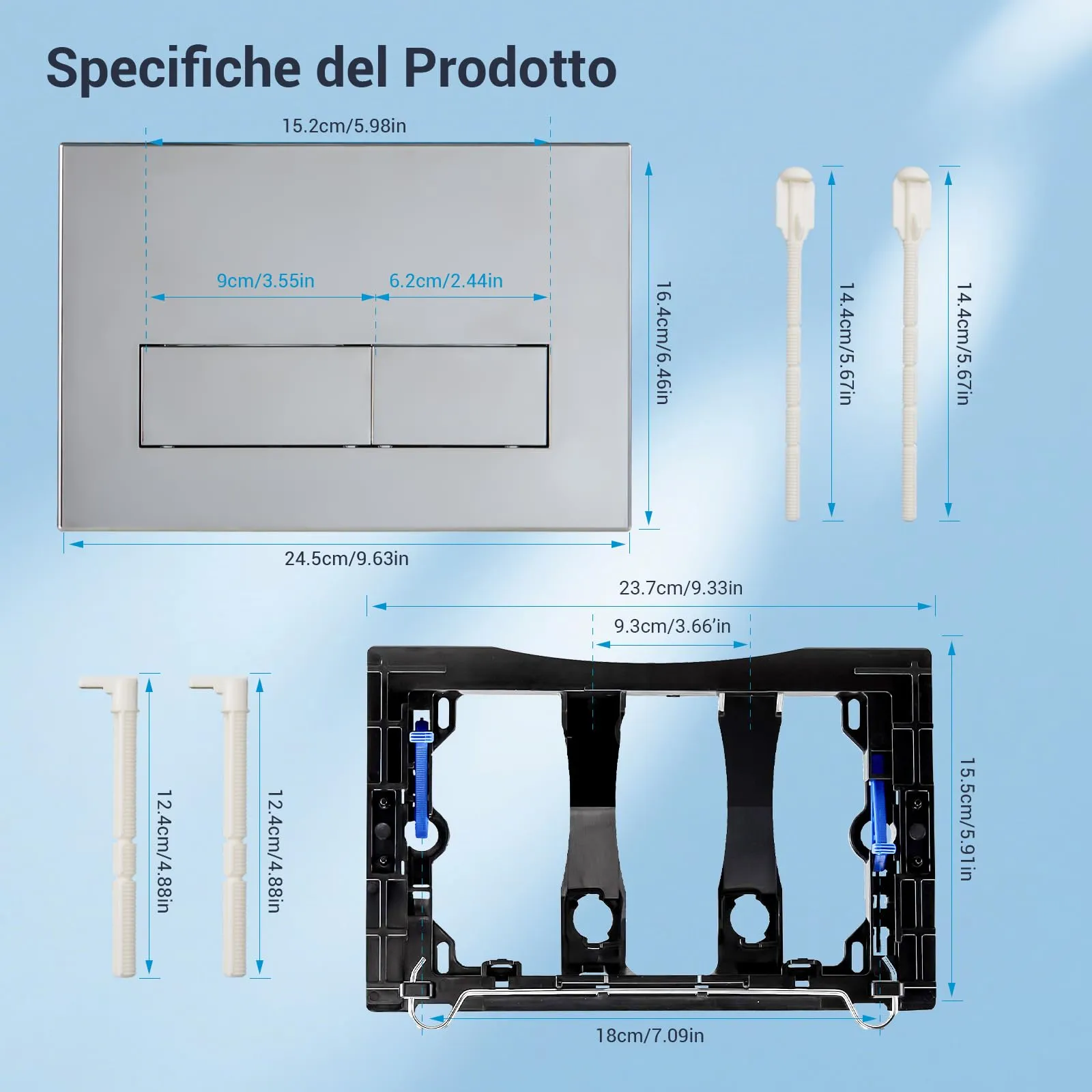 Mendorio Placca di Comando WC per Geberit Sigma 01/20/30/21, Cromata - immagine 4