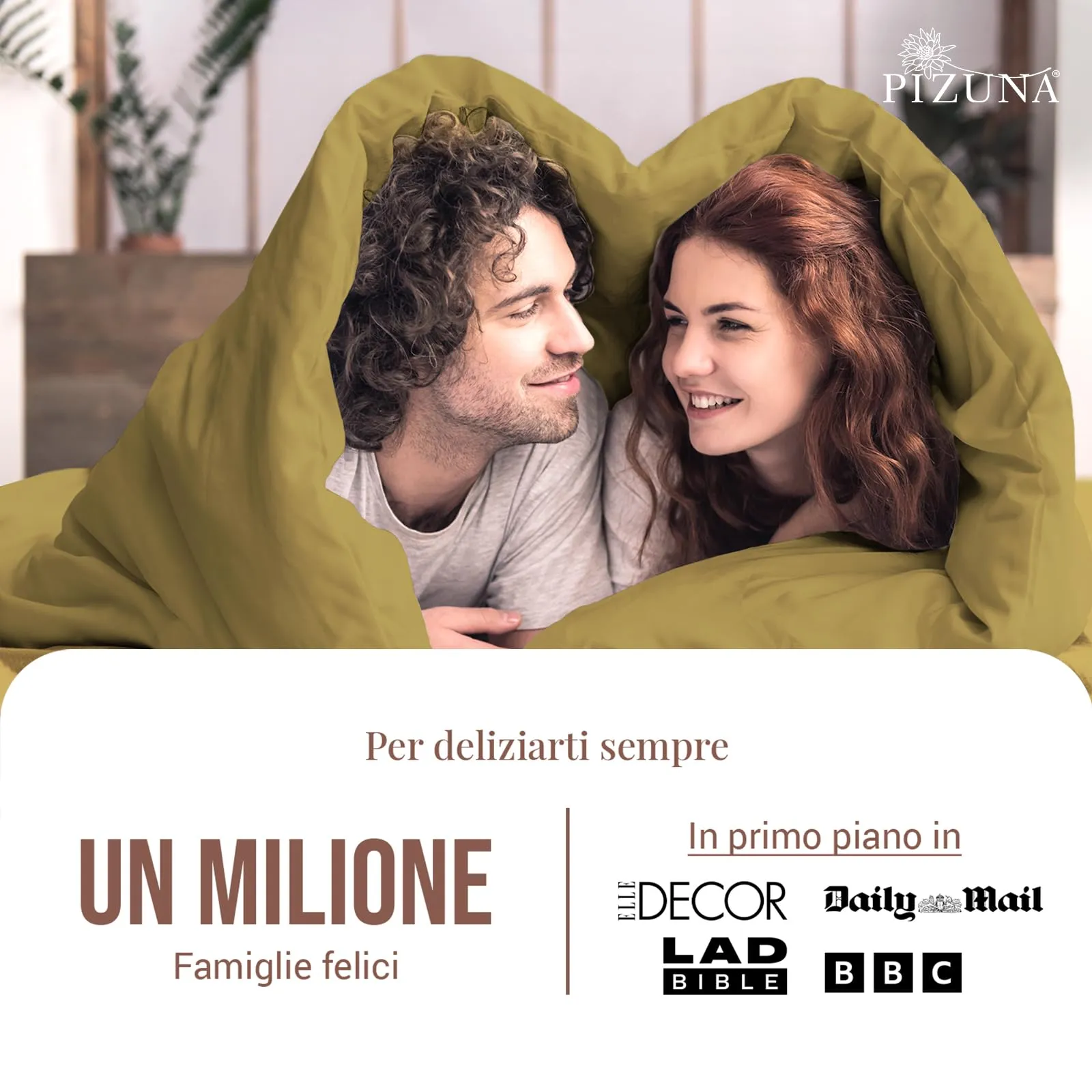 Pizuna Linens Set Copripiumino Matrimoniale in Cotone 400 Fili, 240x200 cm, Oro, 3 Pezzi - immagine 4