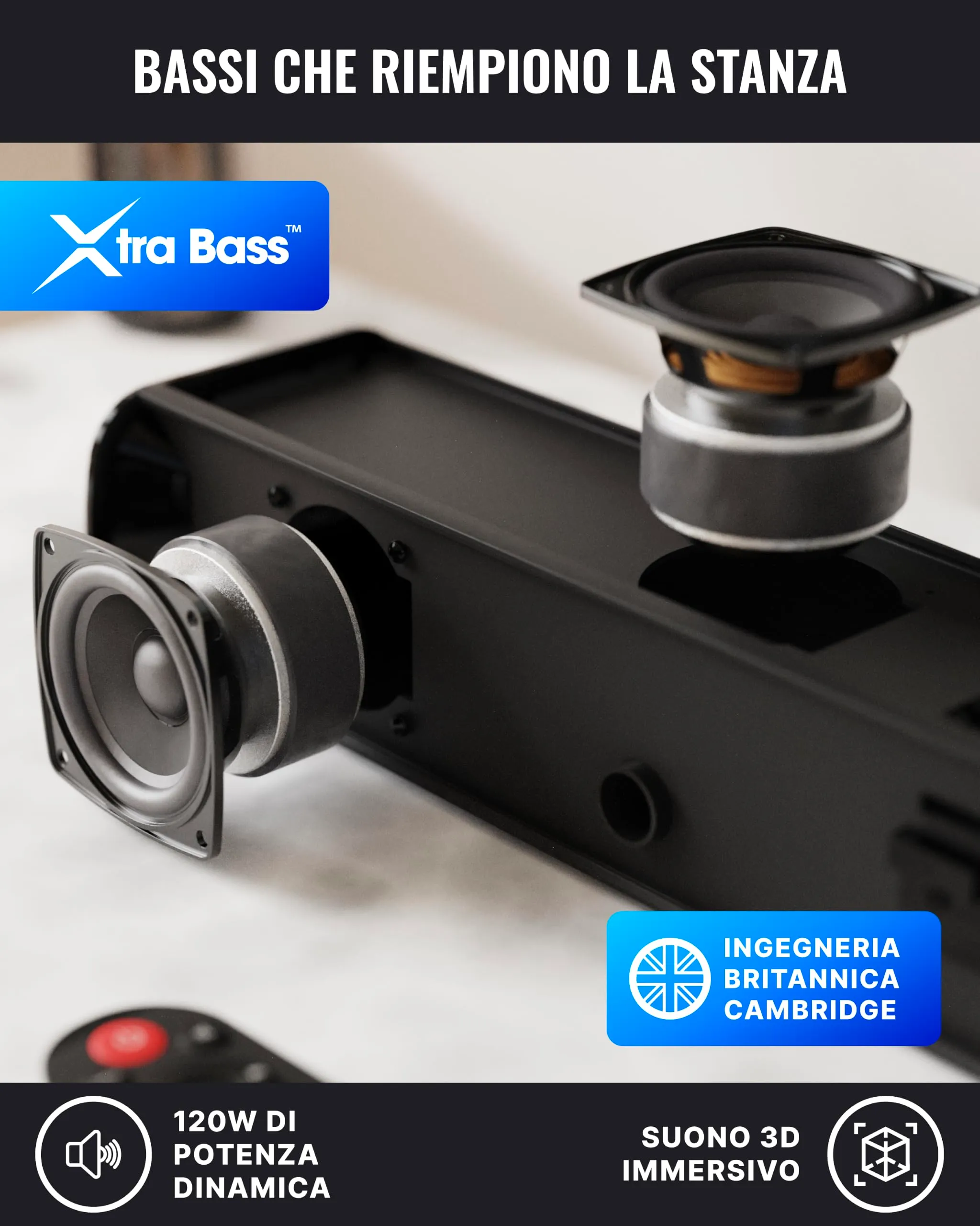 Majority Naga 60 120W Soundbar con Bluetooth e HDMI ARC - immagine 2