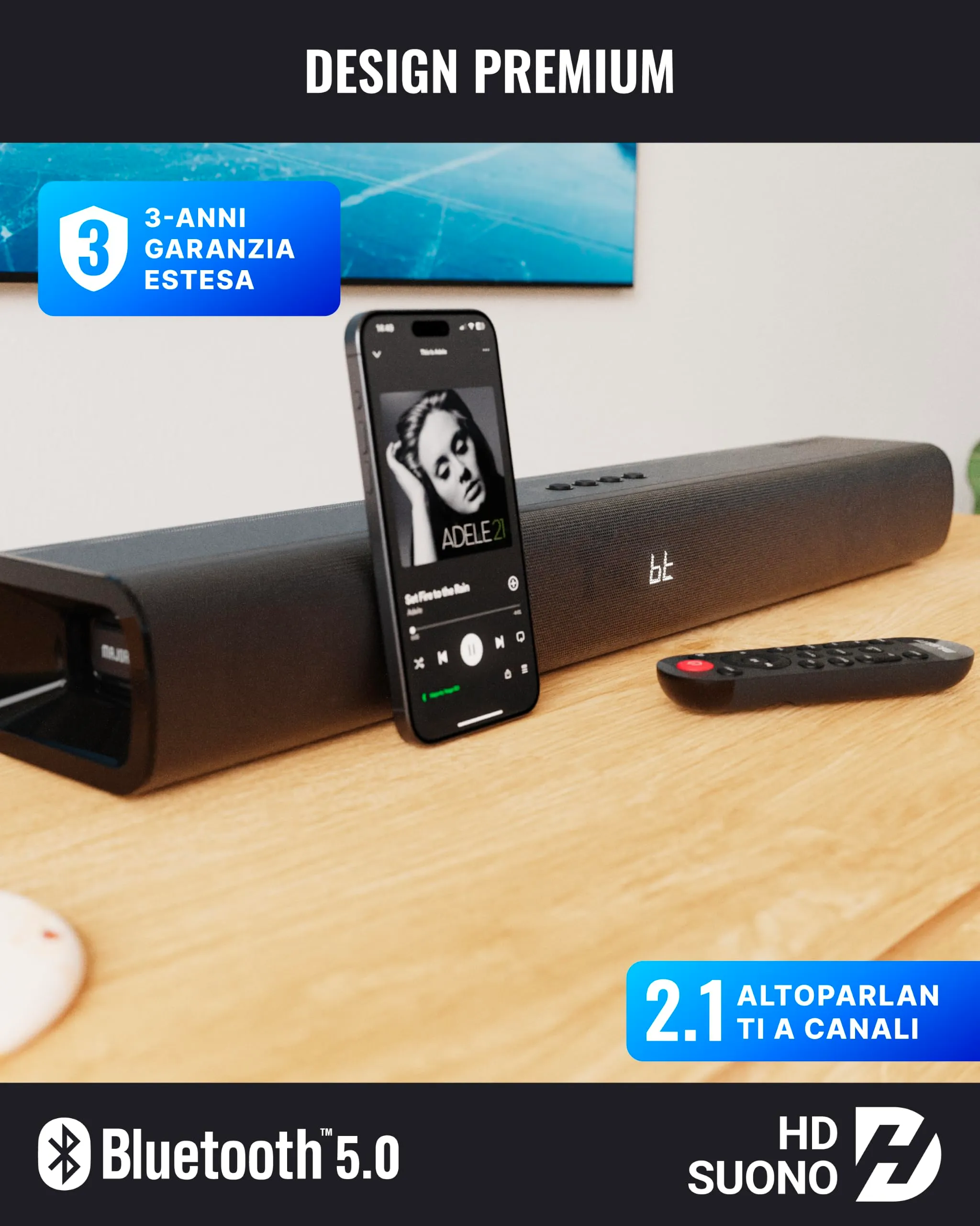 Majority Naga 60 120W Soundbar con Bluetooth e HDMI ARC - immagine 3