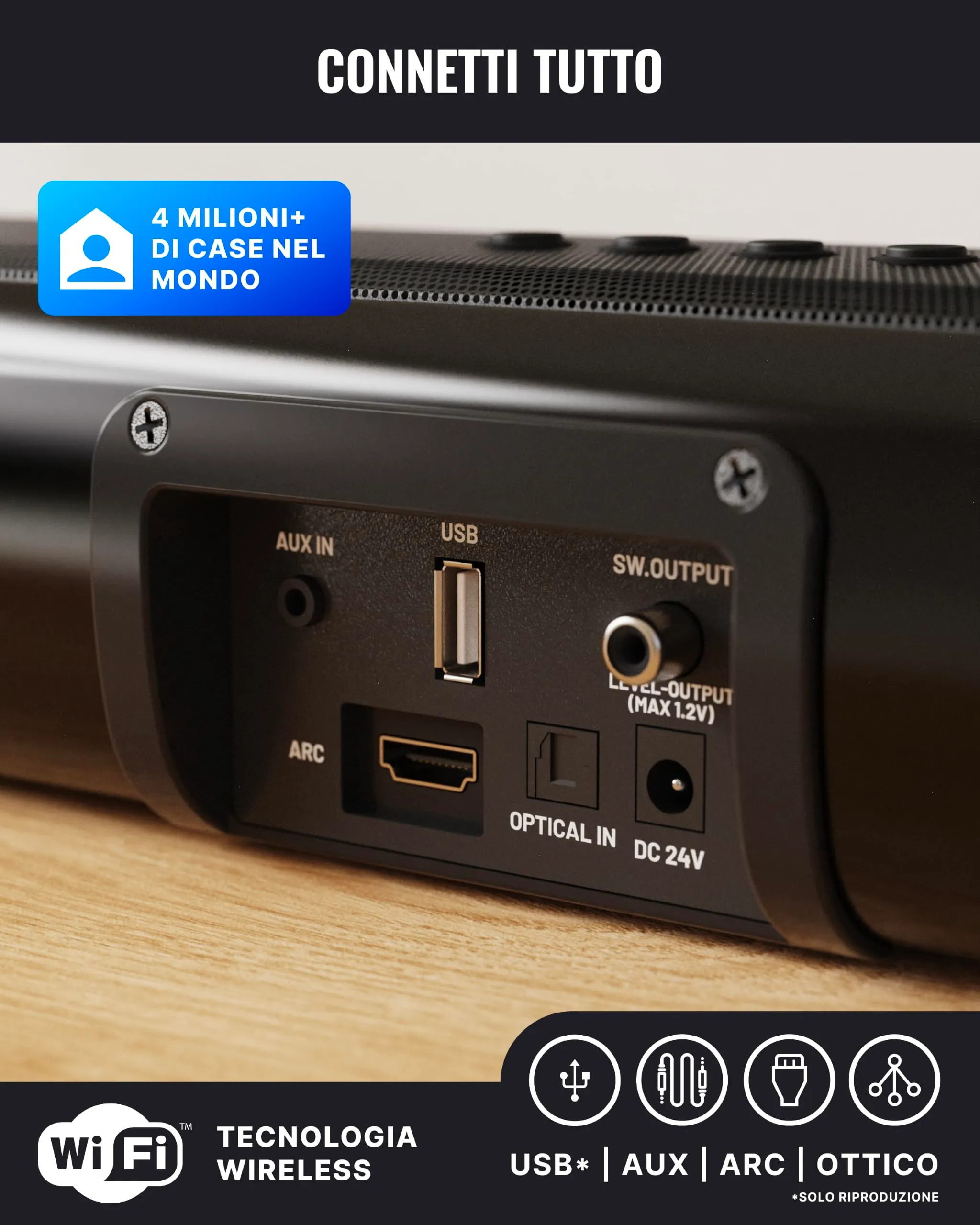 Majority Naga 60 120W Soundbar con Bluetooth e HDMI ARC - immagine 5