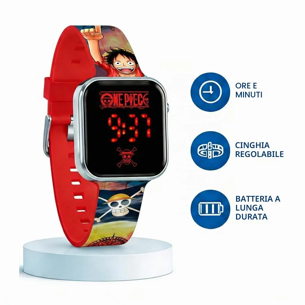 Kids Licensing Orologio Digitale LED One Piece, Rosso - immagine 2