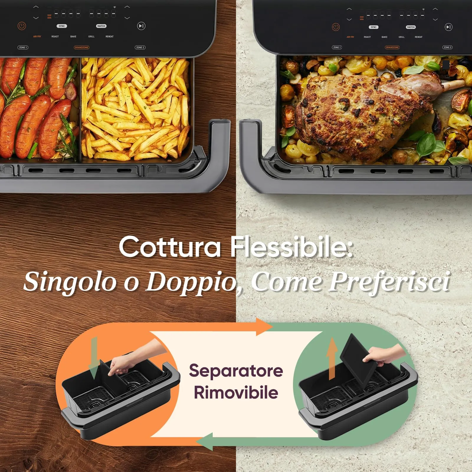 Cosori Twinfry TF102S-IT Friggitrice ad Aria 10 Litri Doppio Cestello 5L+5L con WiFi - immagine 4