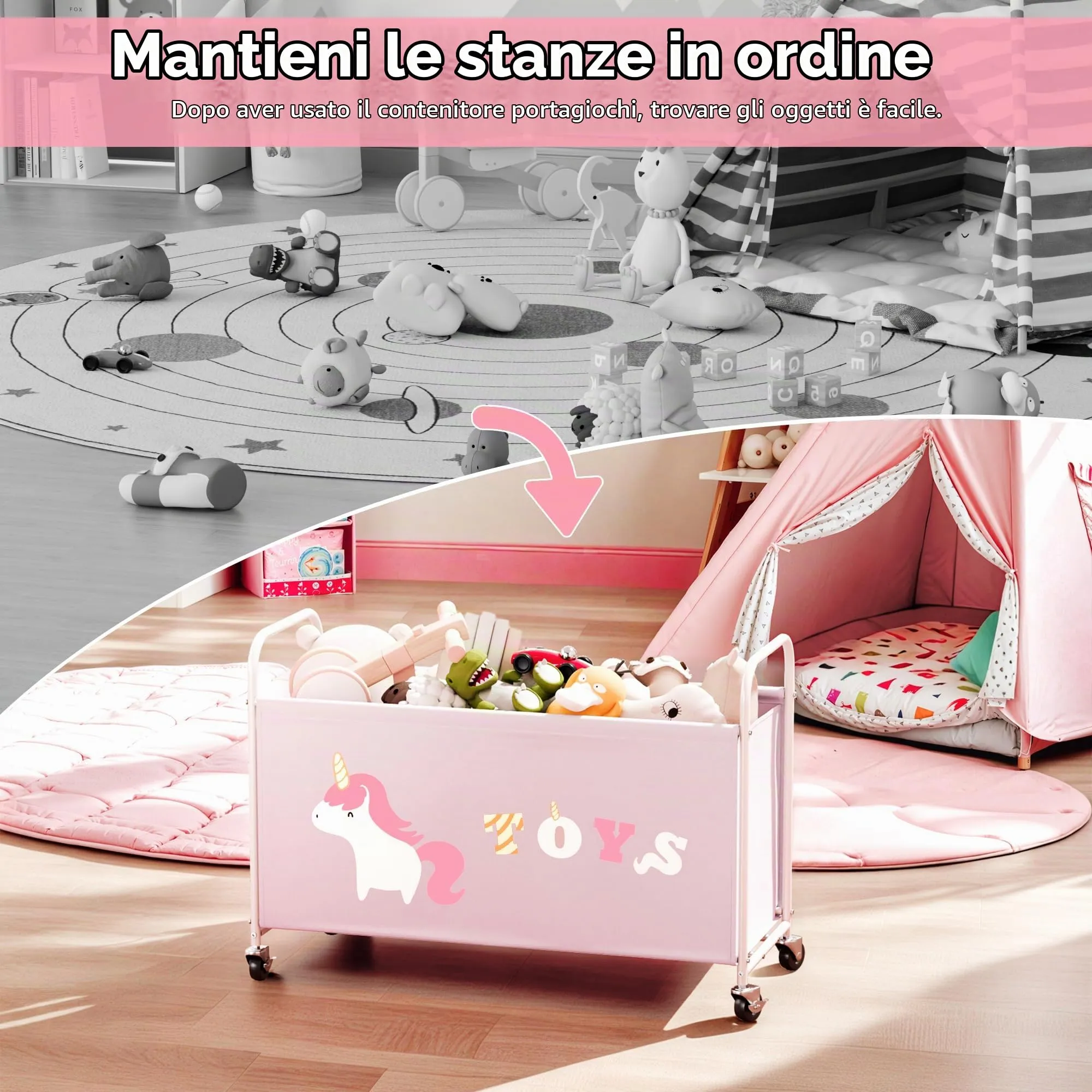 GRANNY SAYS Scatola per Giocattoli con Ruote, 135L, Rosa - immagine 5
