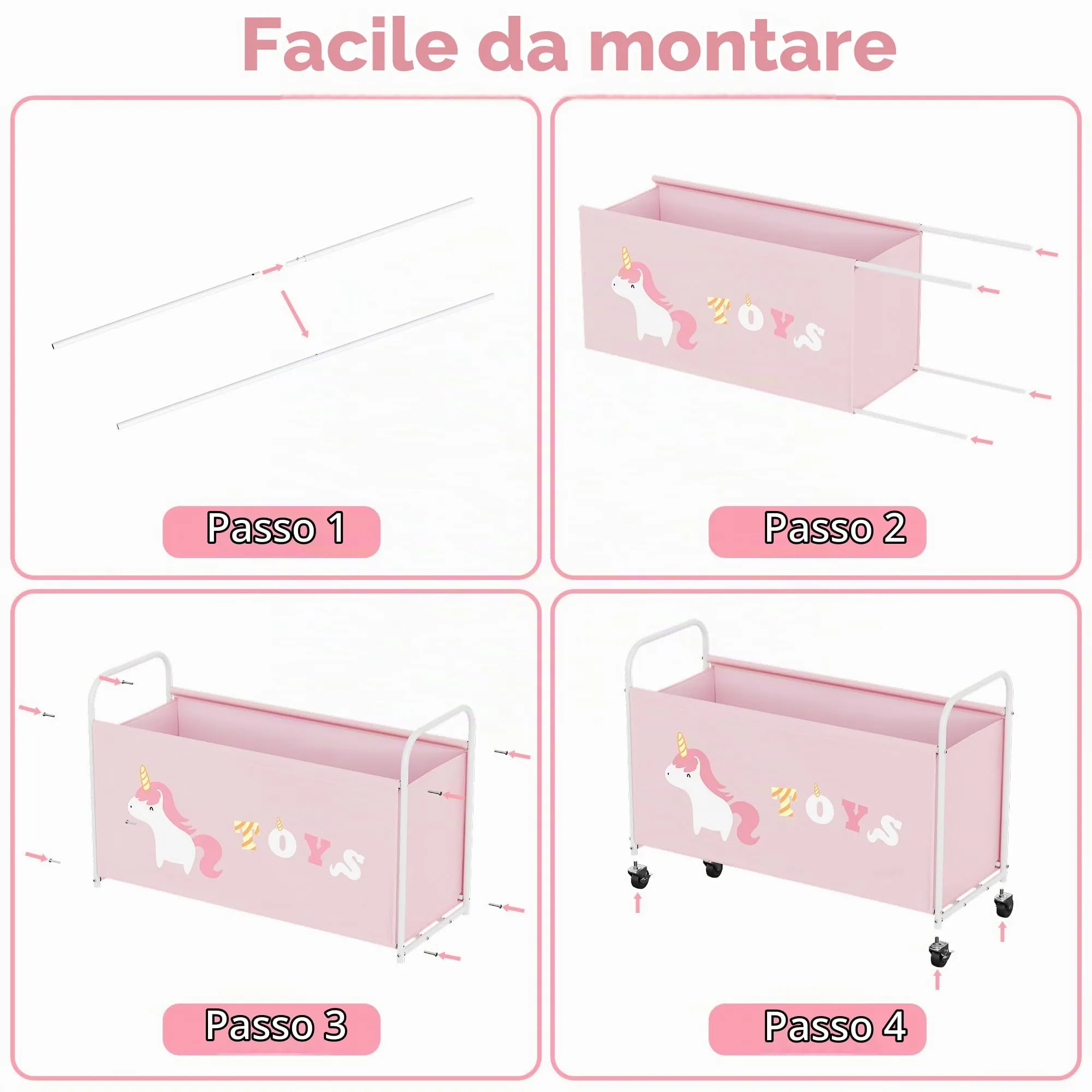 GRANNY SAYS Scatola per Giocattoli con Ruote, 135L, Rosa - immagine 6