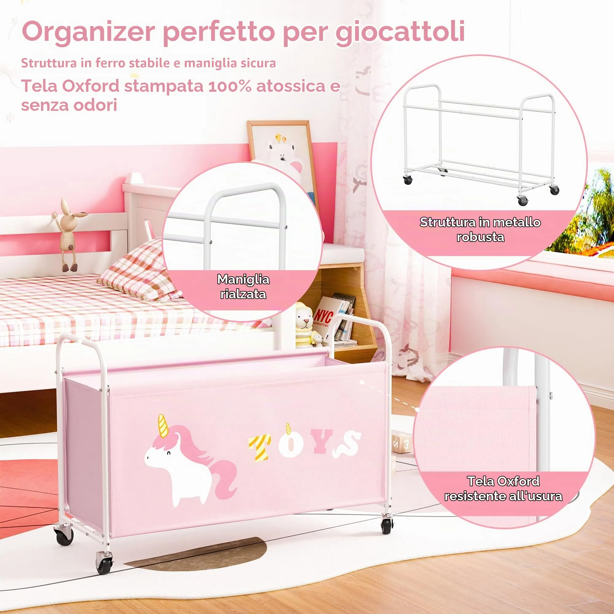 GRANNY SAYS Scatola per Giocattoli con Ruote, 135L, Rosa - immagine 9