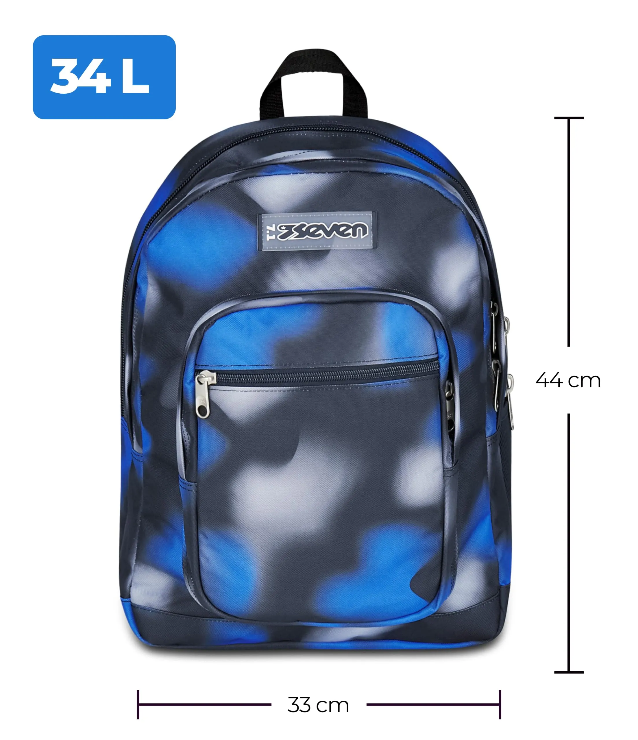 Seven Freethink Zaino Scuola 34L Doppio Scomparto Blu Nero - immagine 2