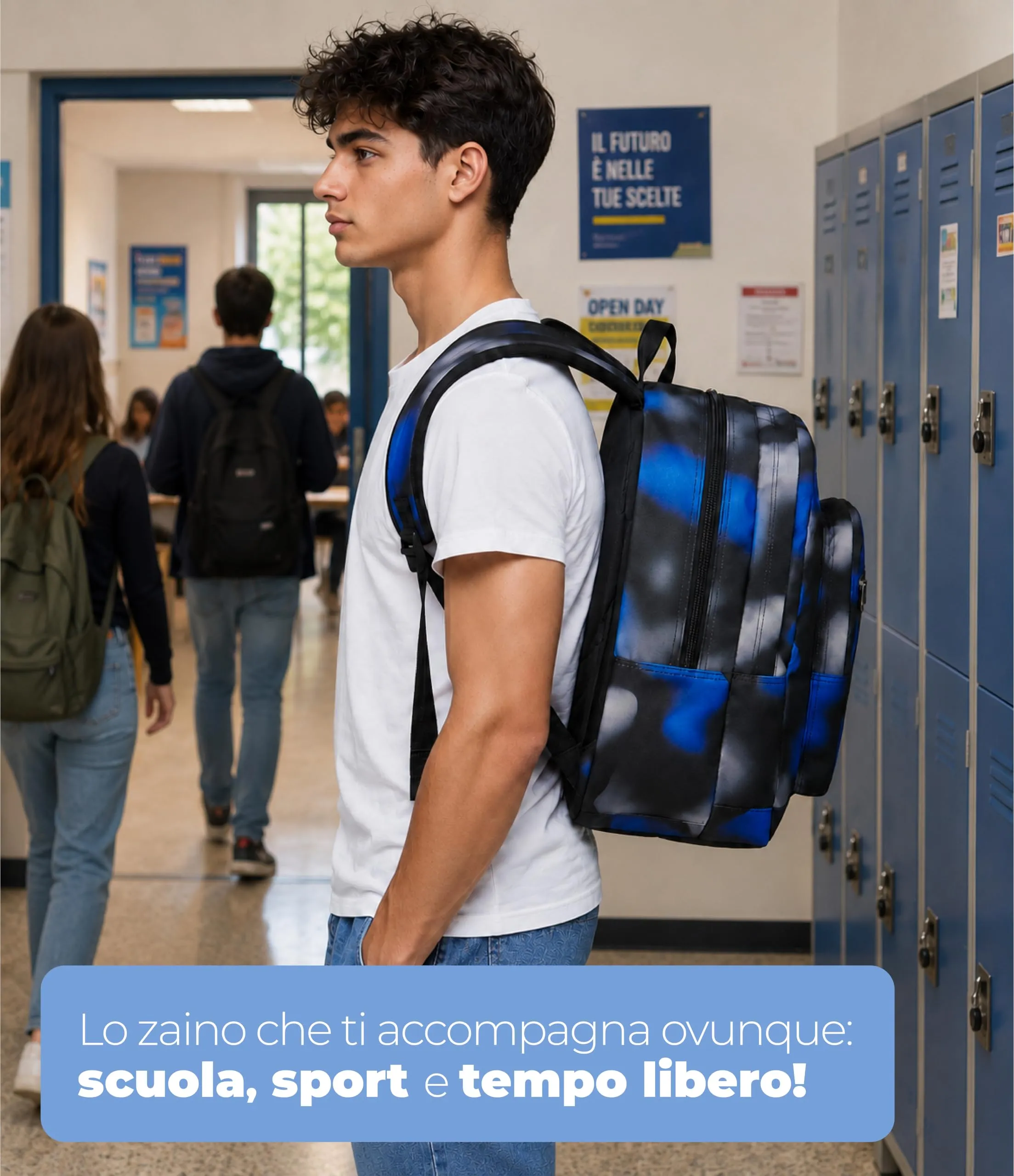 Seven Freethink Zaino Scuola 34L Doppio Scomparto Blu Nero - immagine 3
