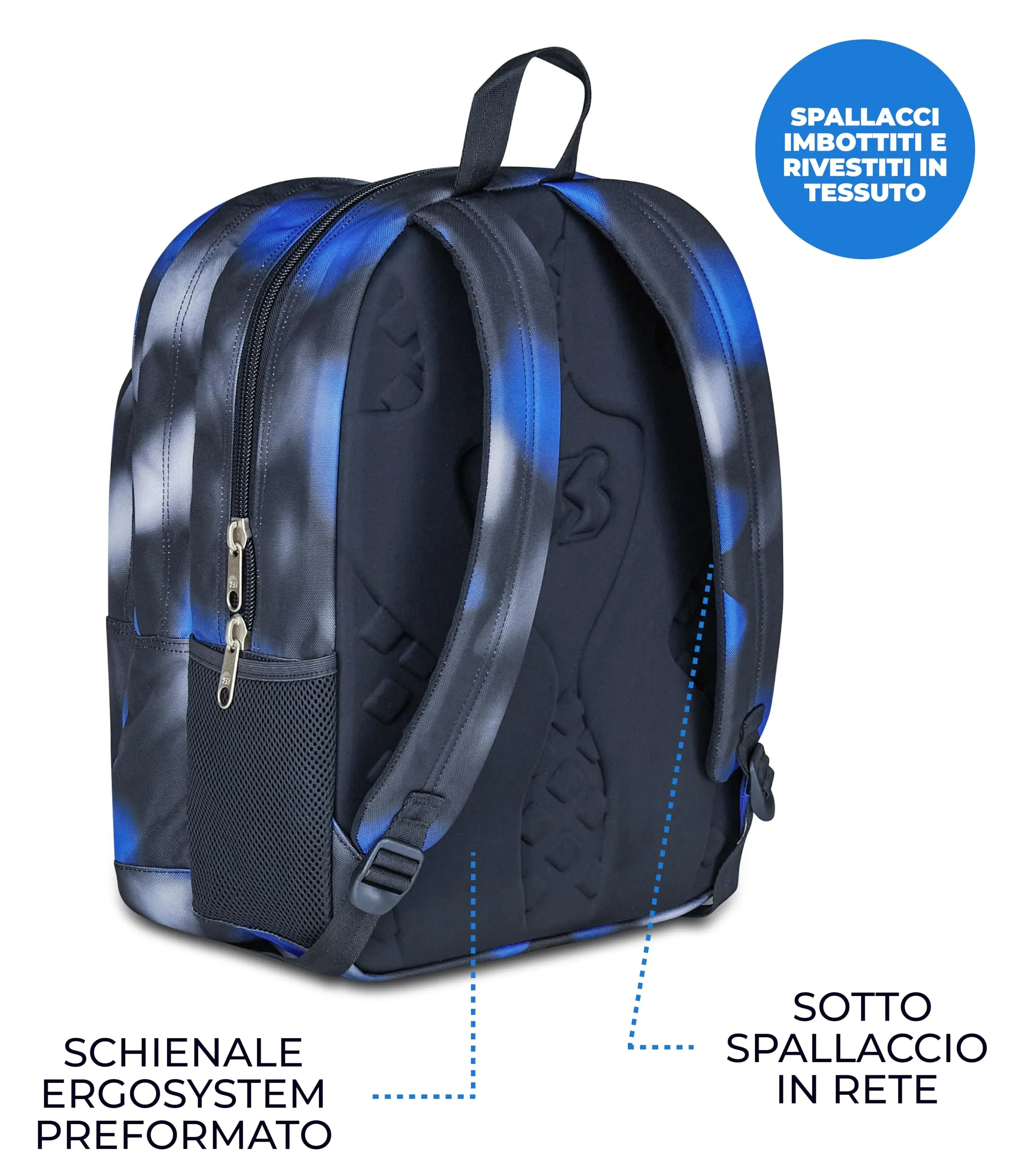 Seven Freethink Zaino Scuola 34L Doppio Scomparto Blu Nero - immagine 5