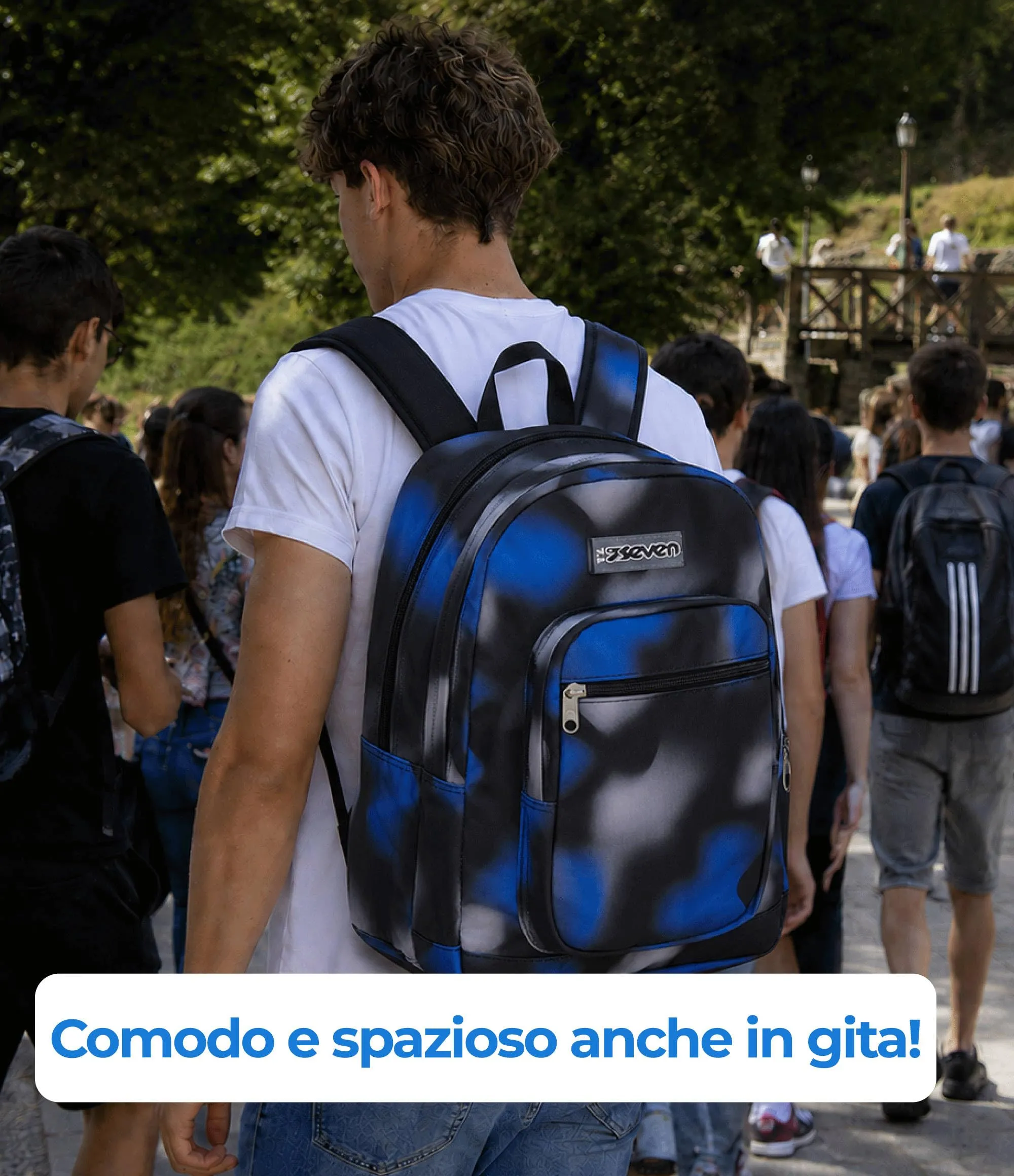 Seven Freethink Zaino Scuola 34L Doppio Scomparto Blu Nero - immagine 6