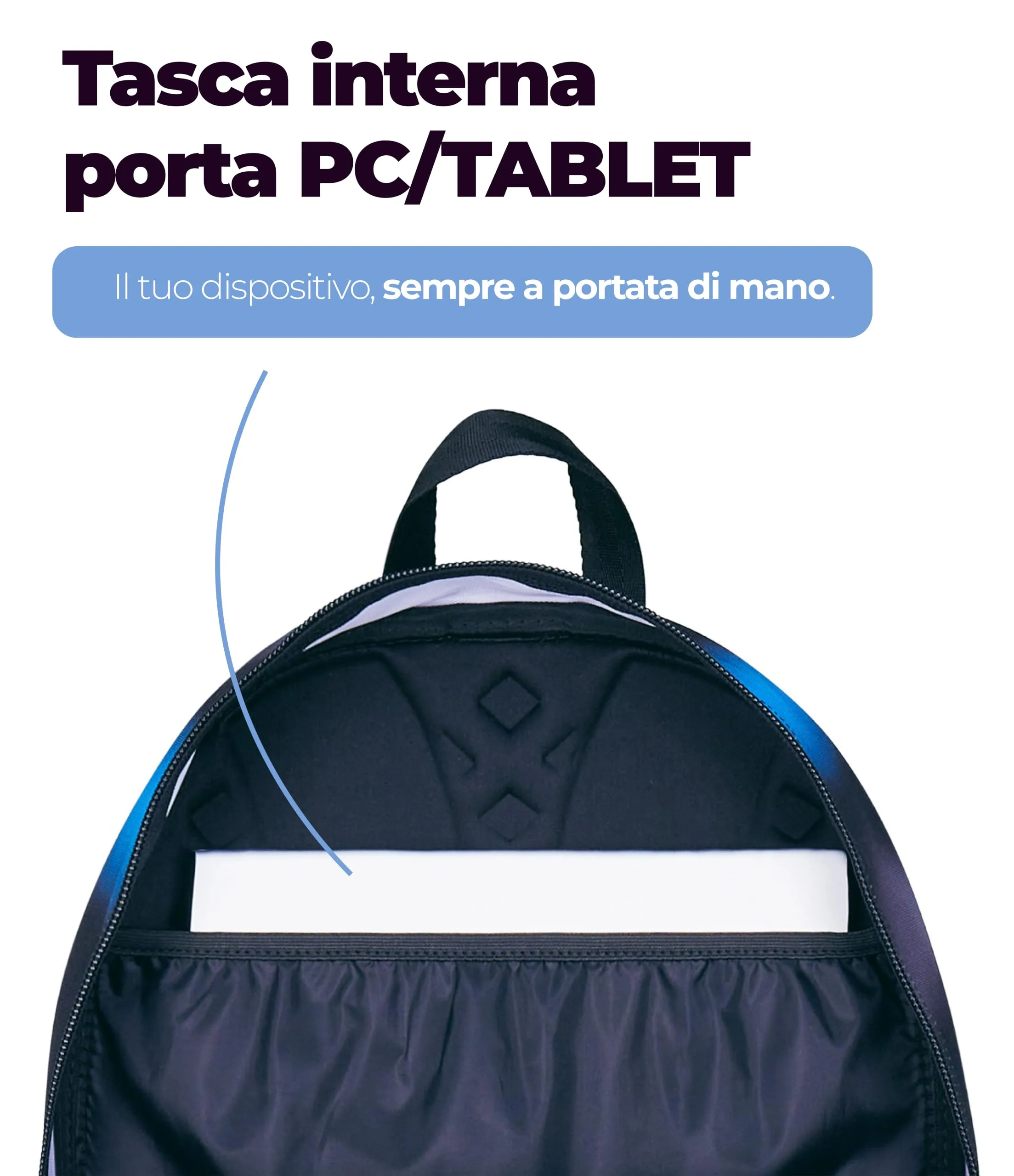 Seven Freethink Zaino Scuola 34L Doppio Scomparto Blu Nero - immagine 7
