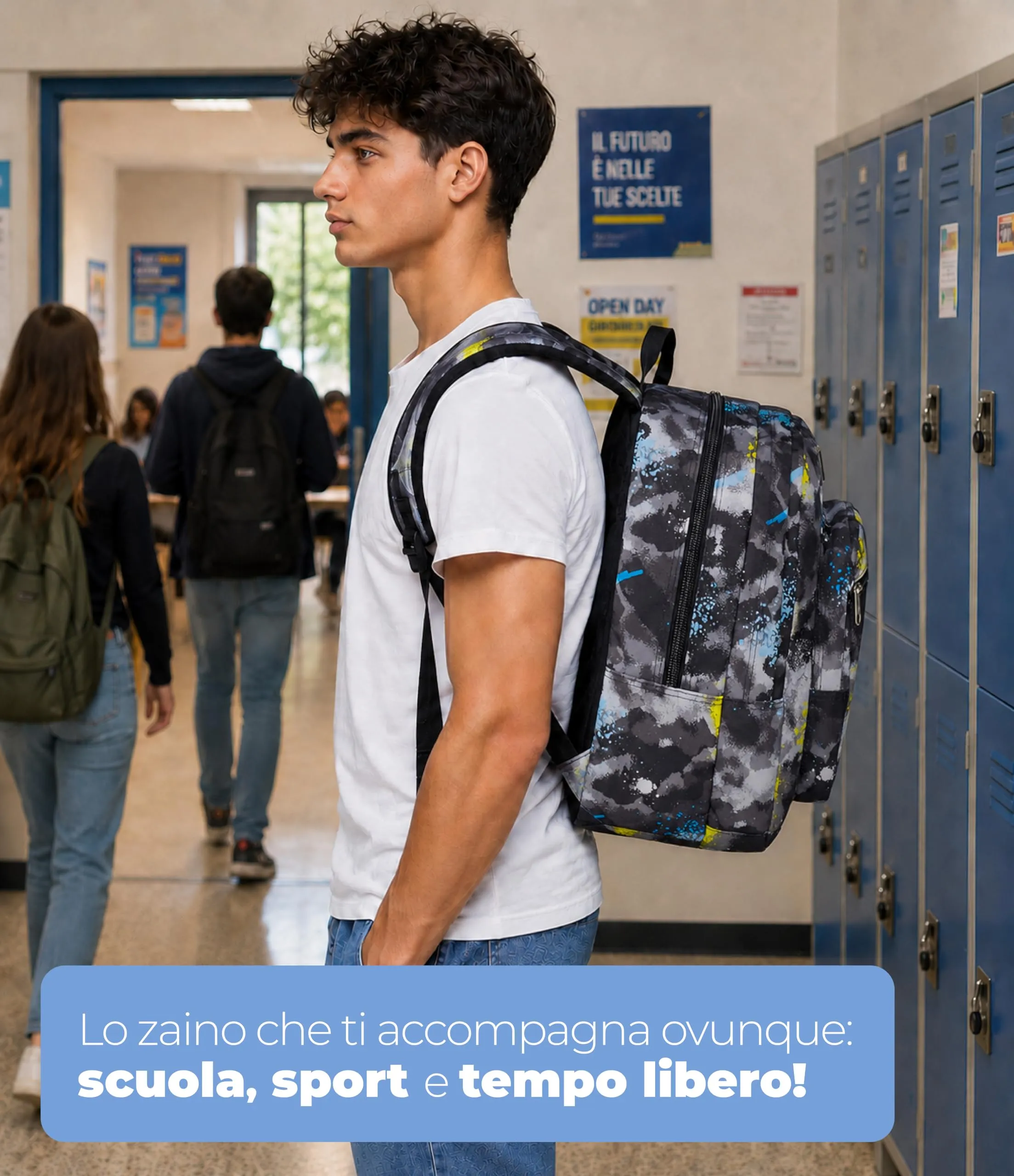 Seven Freethink Zaino Scuola 34L Doppio Scomparto, Nero Giallo - immagine 3