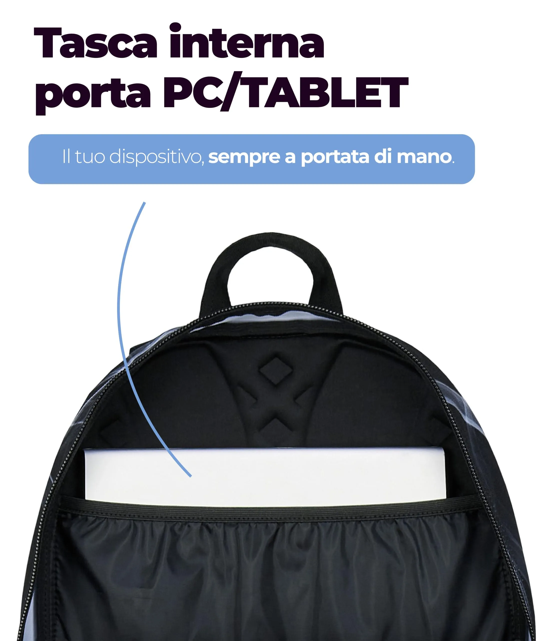 Seven Freethink Zaino Scuola 34L, Doppio Scomparto, Tasca PC e Borraccia, Nero Grigio - immagine 7