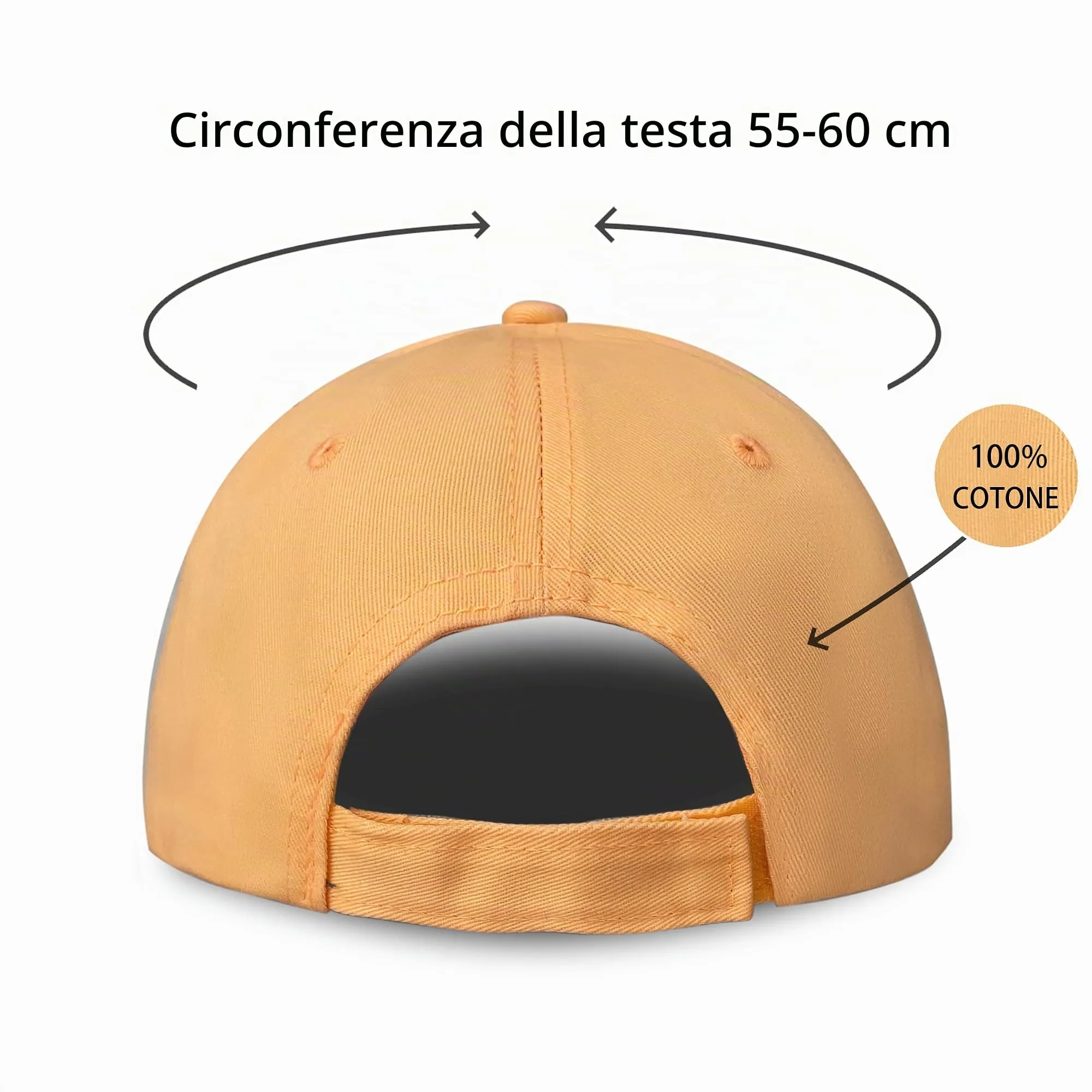 Bella Accessori Cappellino Baseball Regolabile Unisex in Cotone Giallo - immagine 5