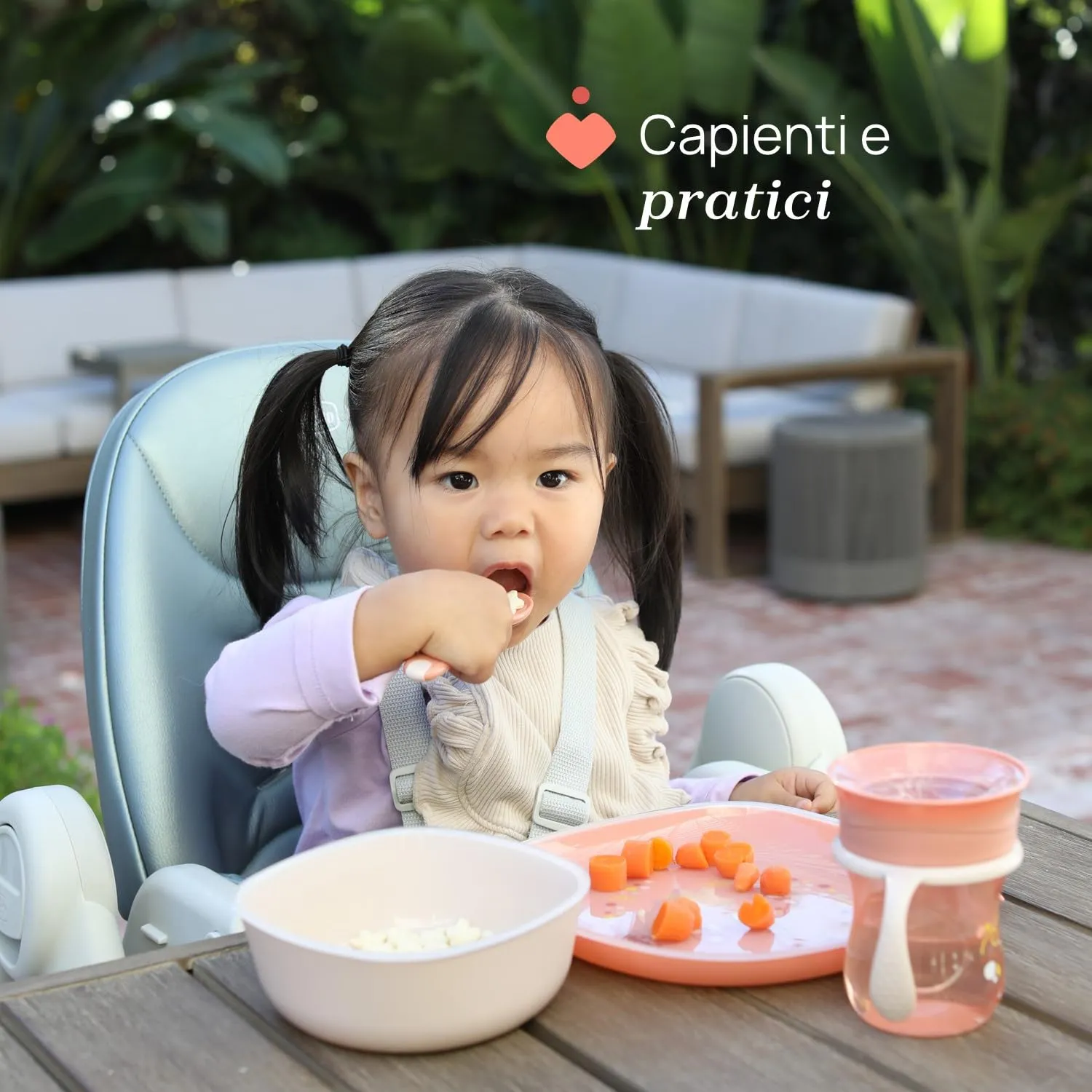 Chicco Set Piatti Bambini per Svezzamento, Piatto Piano e Ciotola, 2 Pezzi, Grigio, 12+ Mesi - immagine 5