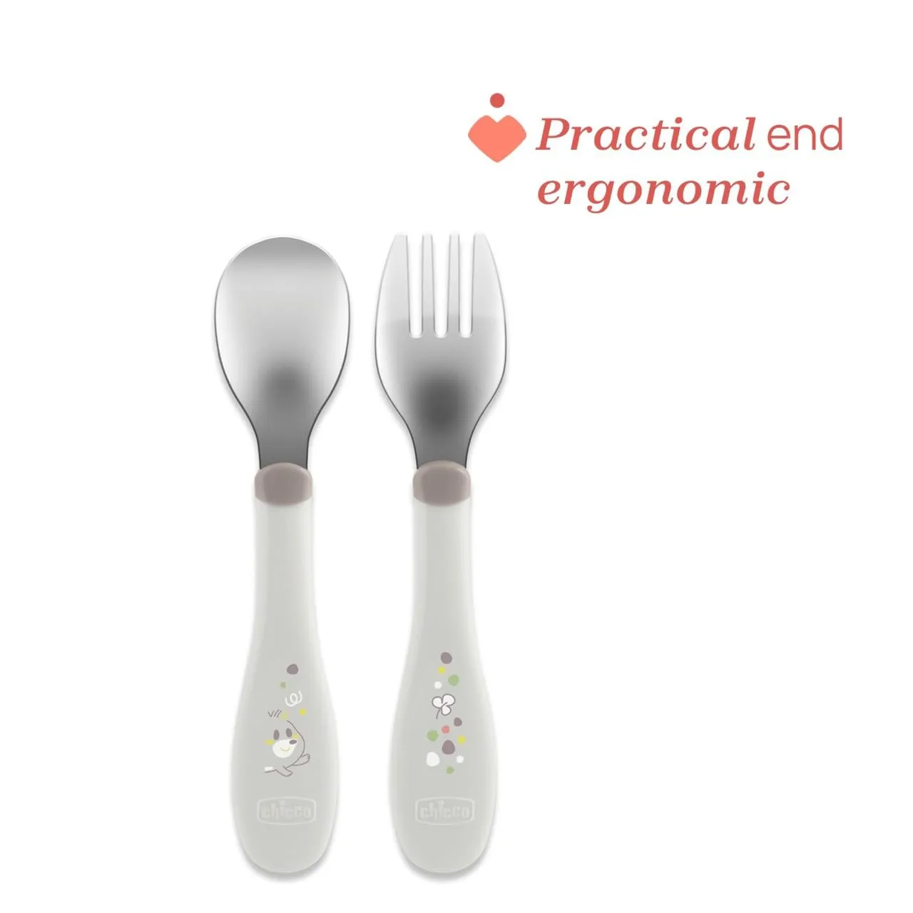 Chicco Posatine Inox Set Pappa Forchetta e Cucchiaio in Acciaio Inossidabile, 2 Pezzi, 18M+, Azzurro - immagine 3
