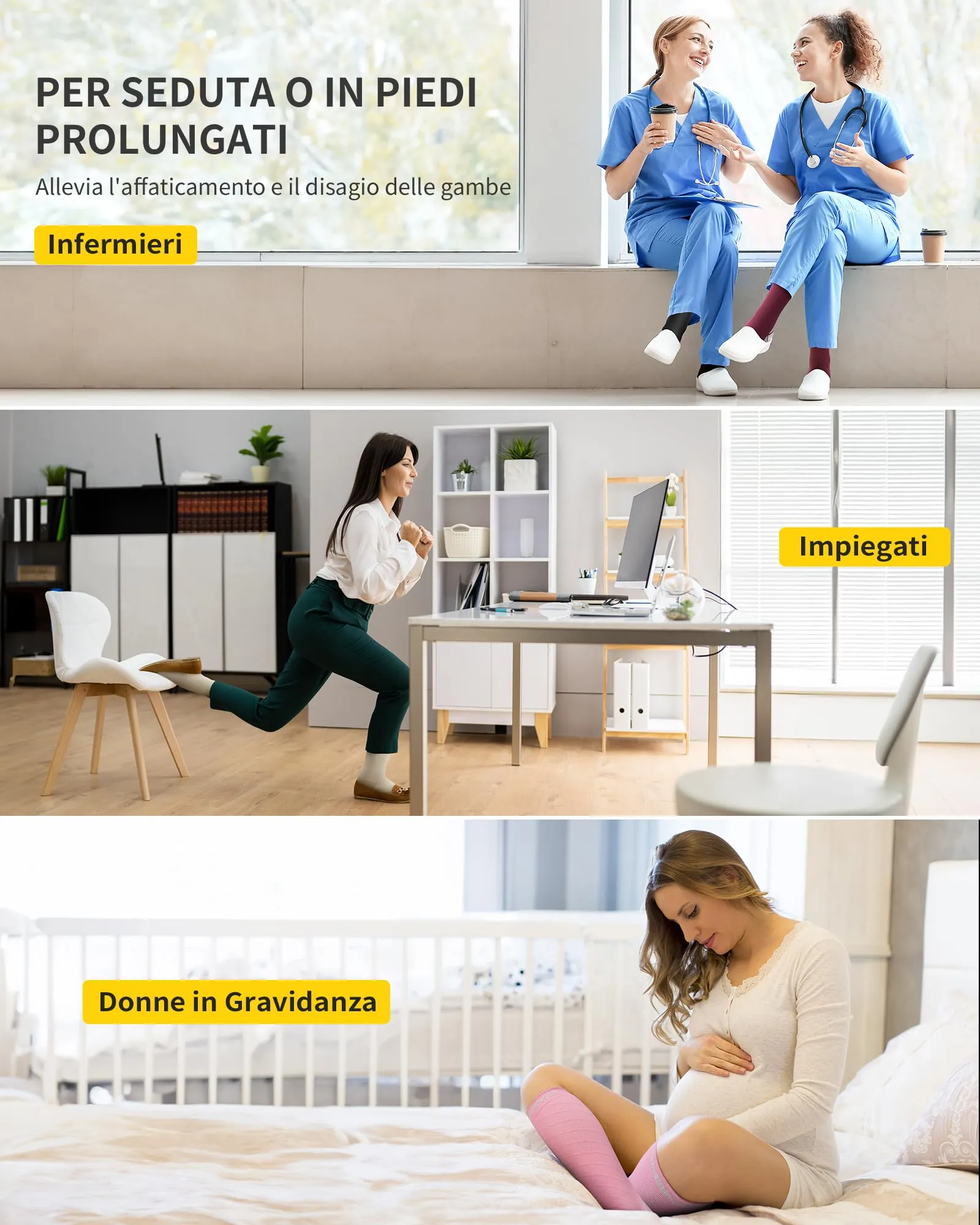 CAMBIVO Calze Compressione Graduata 20-30 mmHg, 2 Paia, Antiscivolo per Sport e Recupero, L-XL, Rosa Chiaro - immagine 6