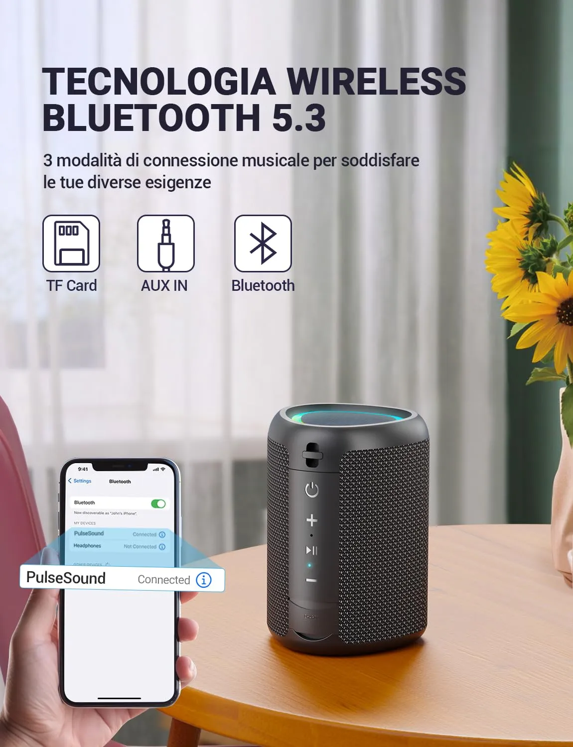 UOHHBOE Cassa Bluetooth Portatile 15W IPX5 con Luci RGB - immagine 4