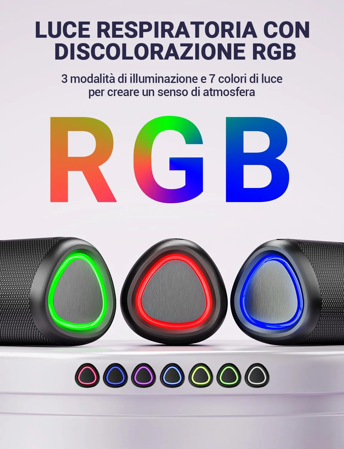 UOHHBOE Cassa Bluetooth Portatile 15W IPX5 con Luci RGB - immagine 6