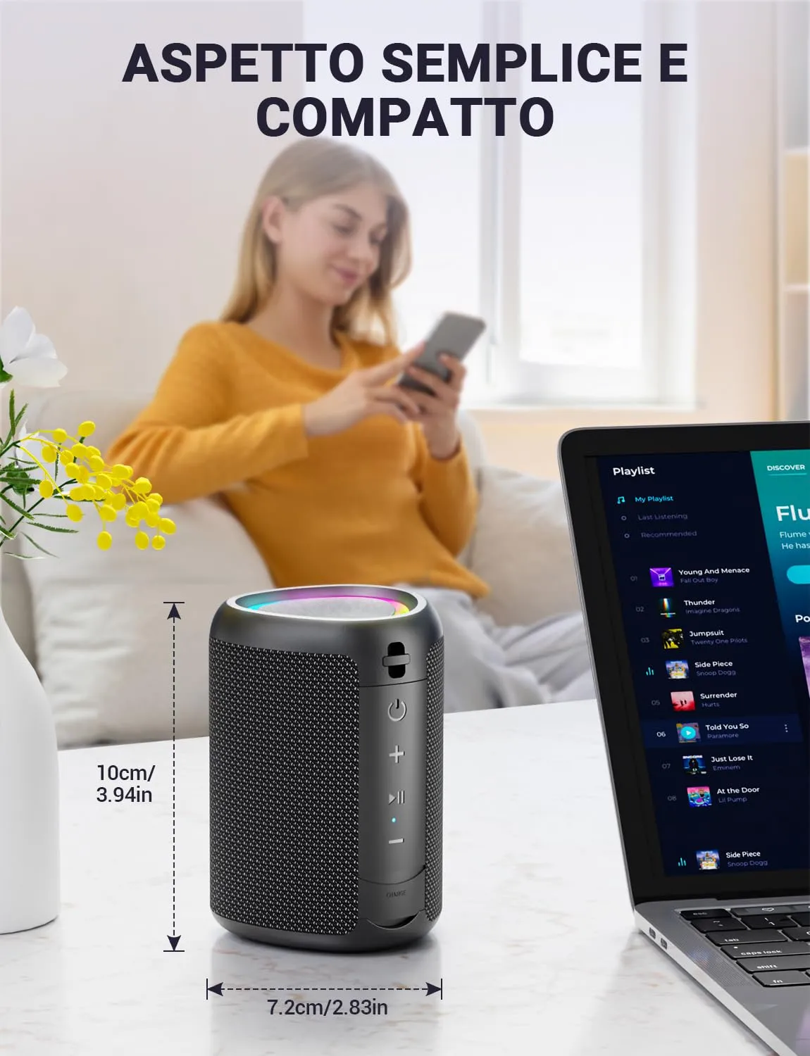 UOHHBOE Cassa Bluetooth Portatile 15W IPX5 con Luci RGB - immagine 8