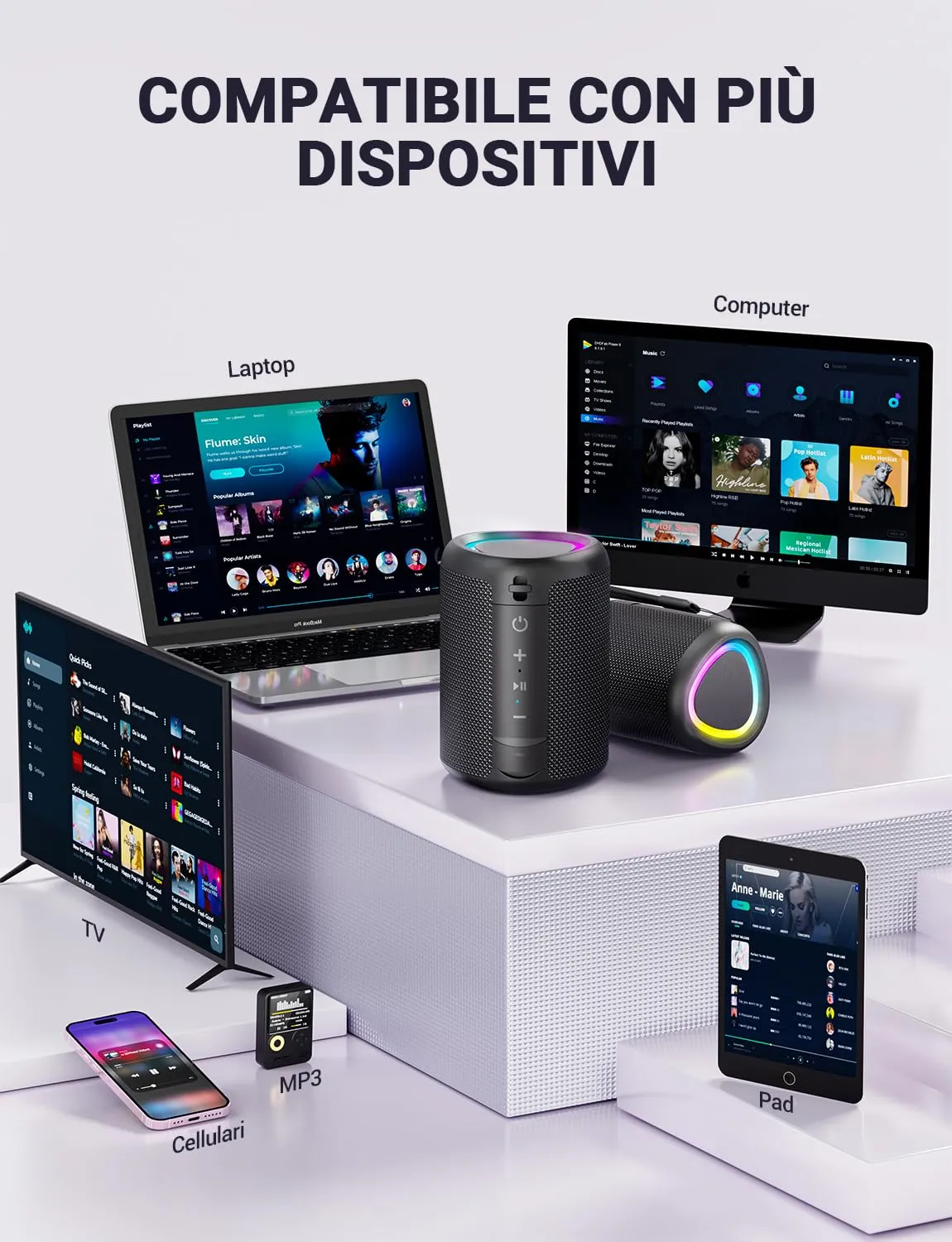 UOHHBOE Cassa Bluetooth Portatile 15W IPX5 con Luci RGB - immagine 9