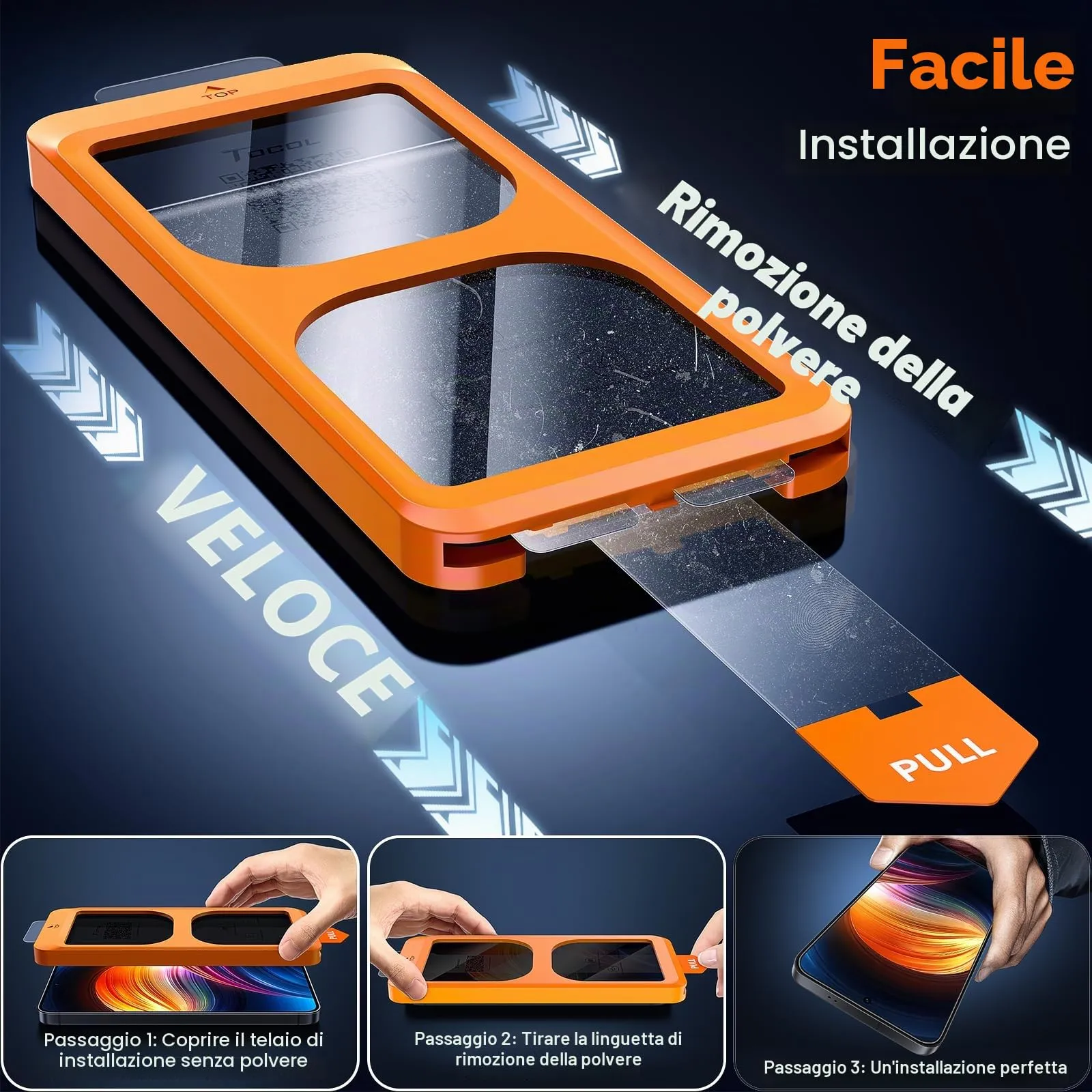 TOCOL Privacy Screen Protector for Samsung Galaxy S25, Anti-Spy, 9H Hardness, 2 Pieces - immagine 3