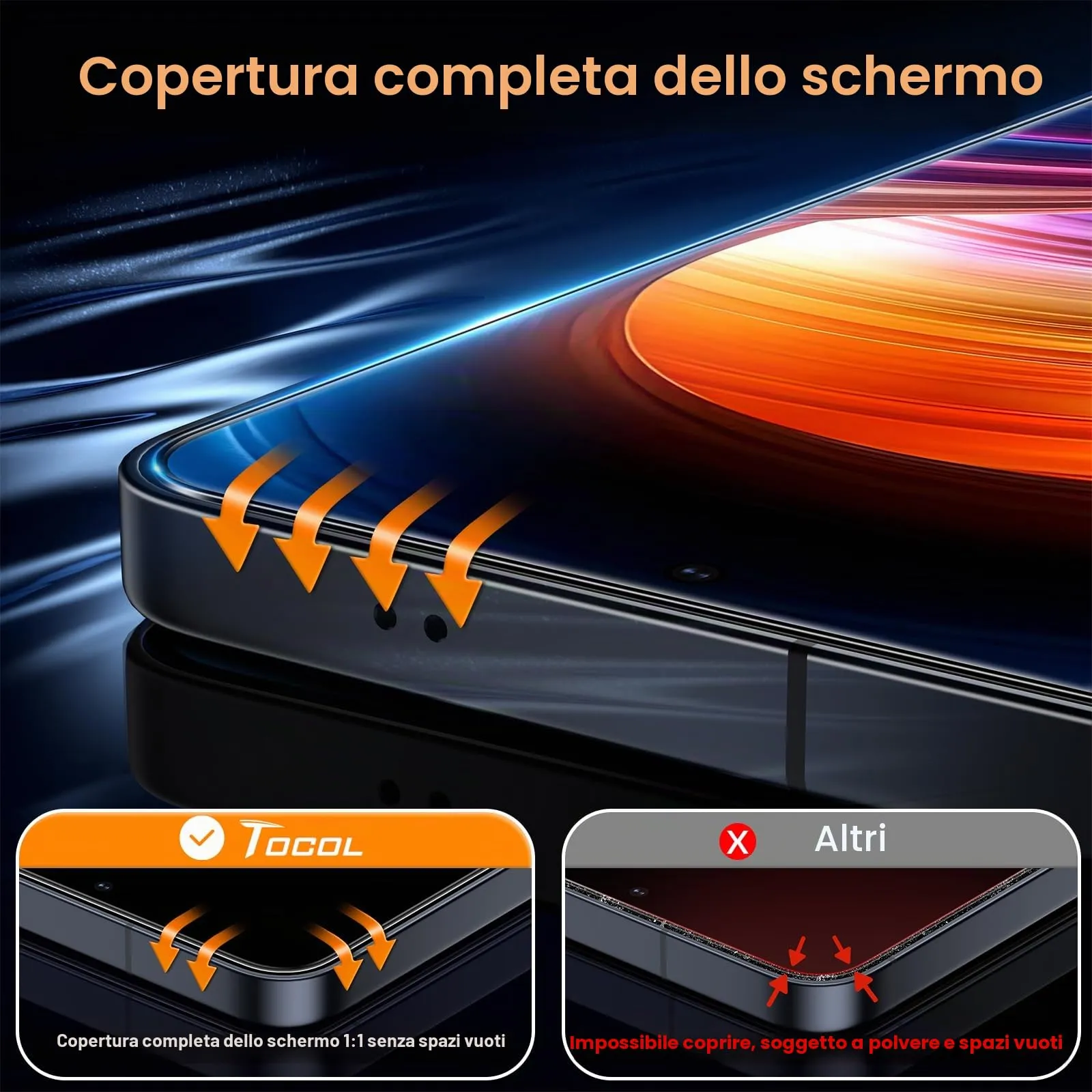TOCOL Privacy Screen Protector for Samsung Galaxy S25, Anti-Spy, 9H Hardness, 2 Pieces - immagine 4