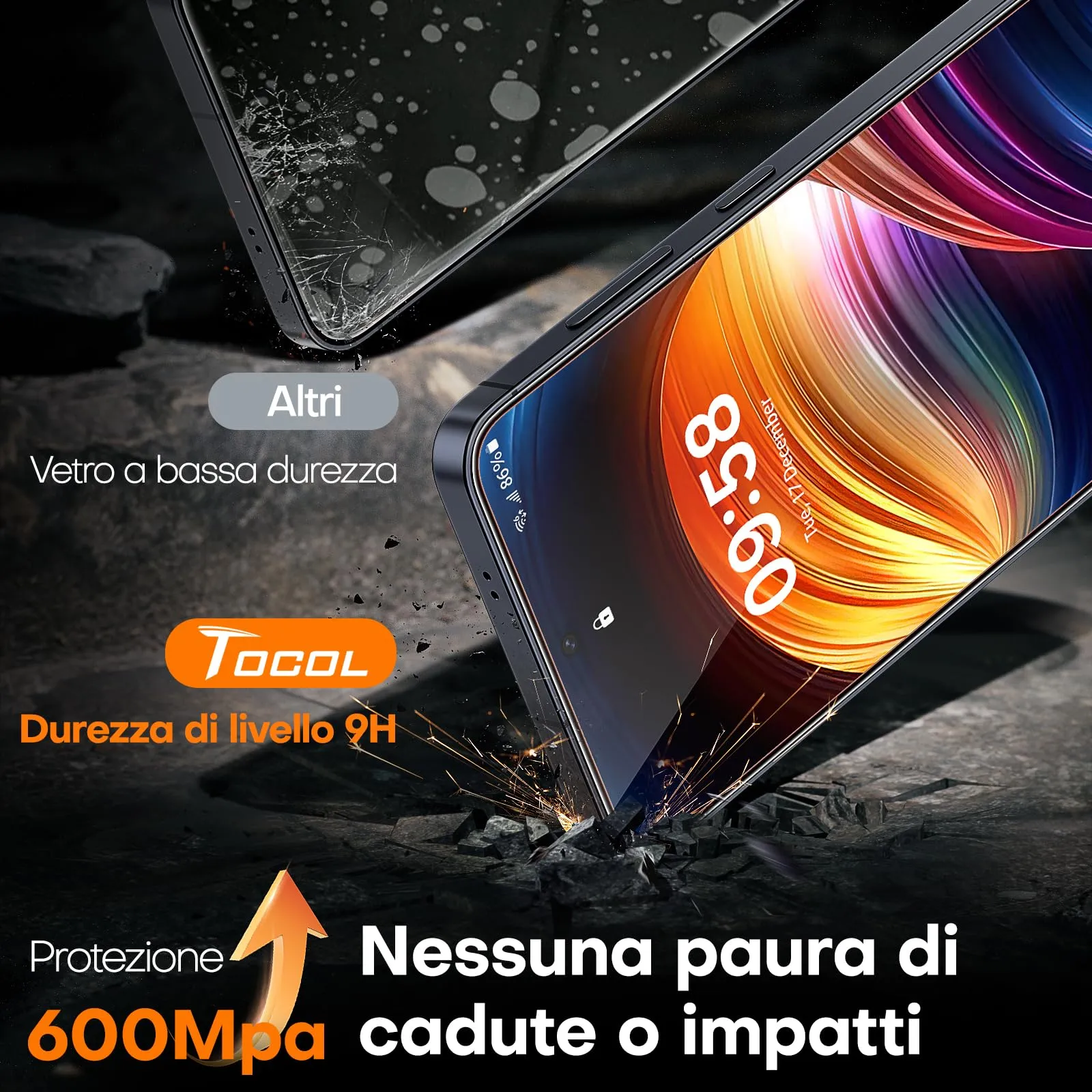TOCOL Pellicola Protettiva in Vetro Temperato 9H per Samsung Galaxy S25 Plus, Trasparente, 2 Pezzi - immagine 5