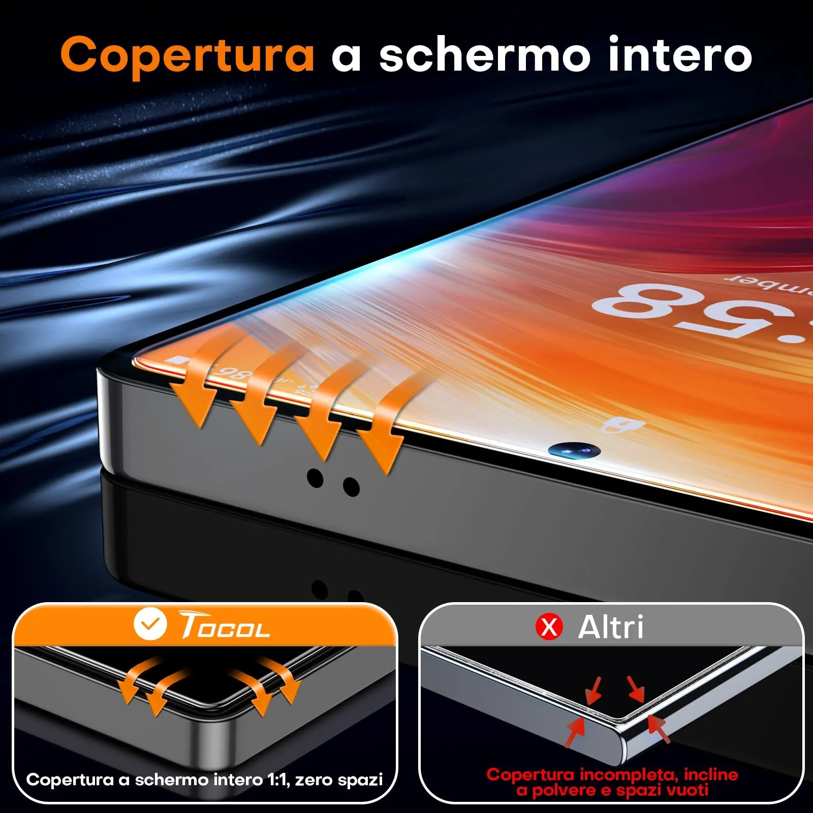TOCOL Pellicola Protettiva in Vetro Temperato 9H per Samsung Galaxy S25 Ultra, 2 Pezzi - immagine 4