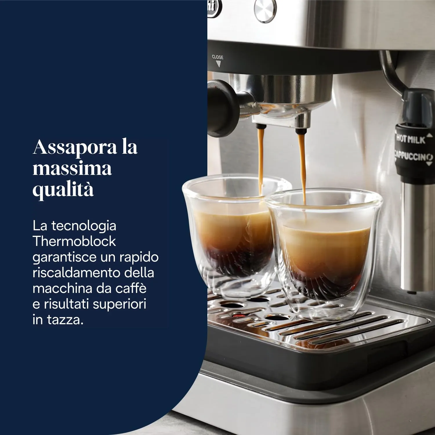 De'Longhi Classic EM450.M Macchina da Caffè Espresso Manuale, 15 bar, Acciaio Inossidabile - immagine 4