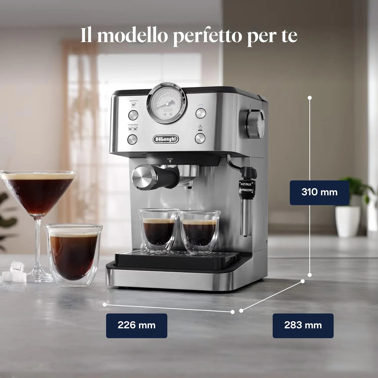 De'Longhi Classic EM450.M Macchina da Caffè Espresso Manuale, 15 bar, Acciaio Inossidabile - immagine 7