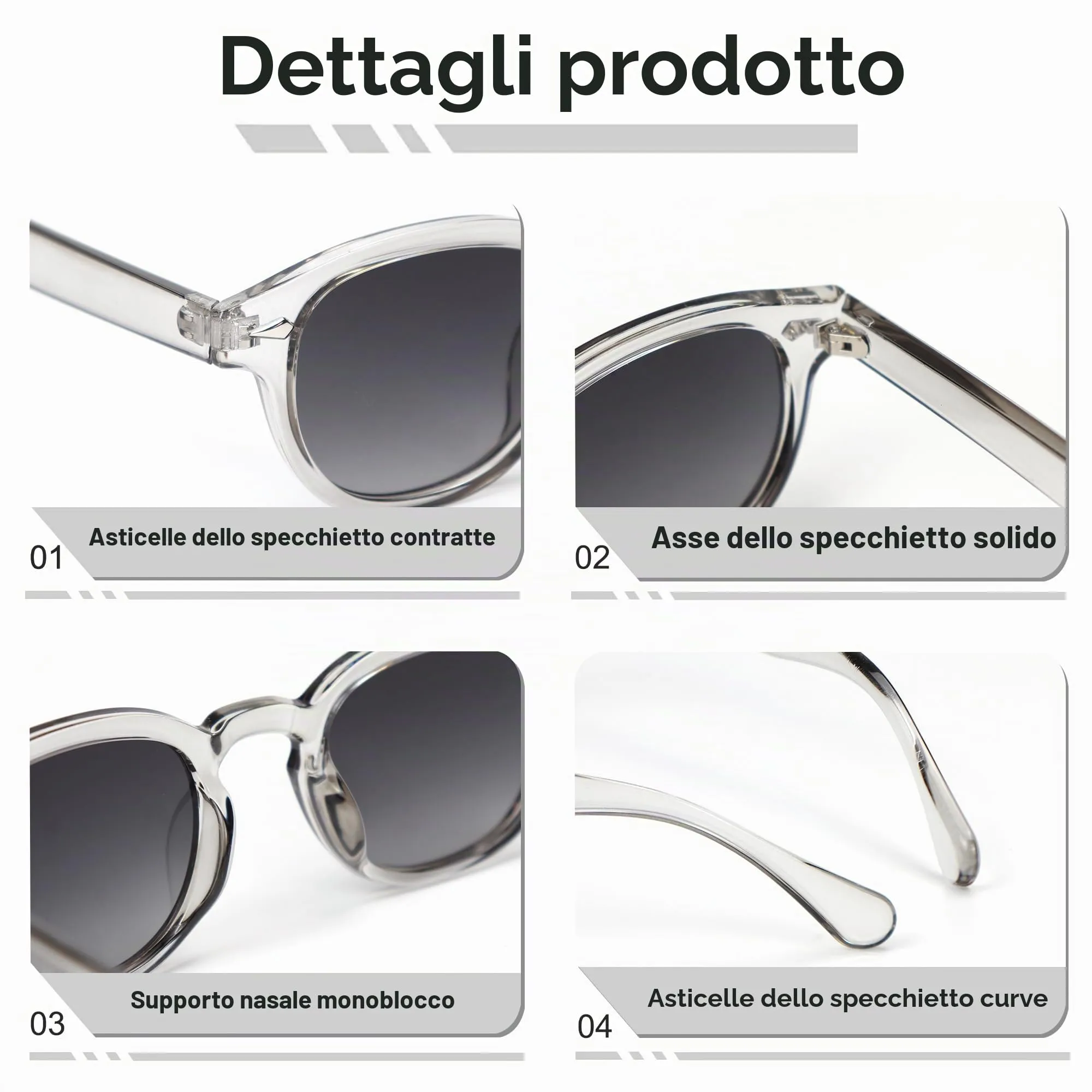 LHSDMOAT Occhiali da sole sportivi ovali vintage stile anni '70 UV400 per uomo e donna - immagine 5