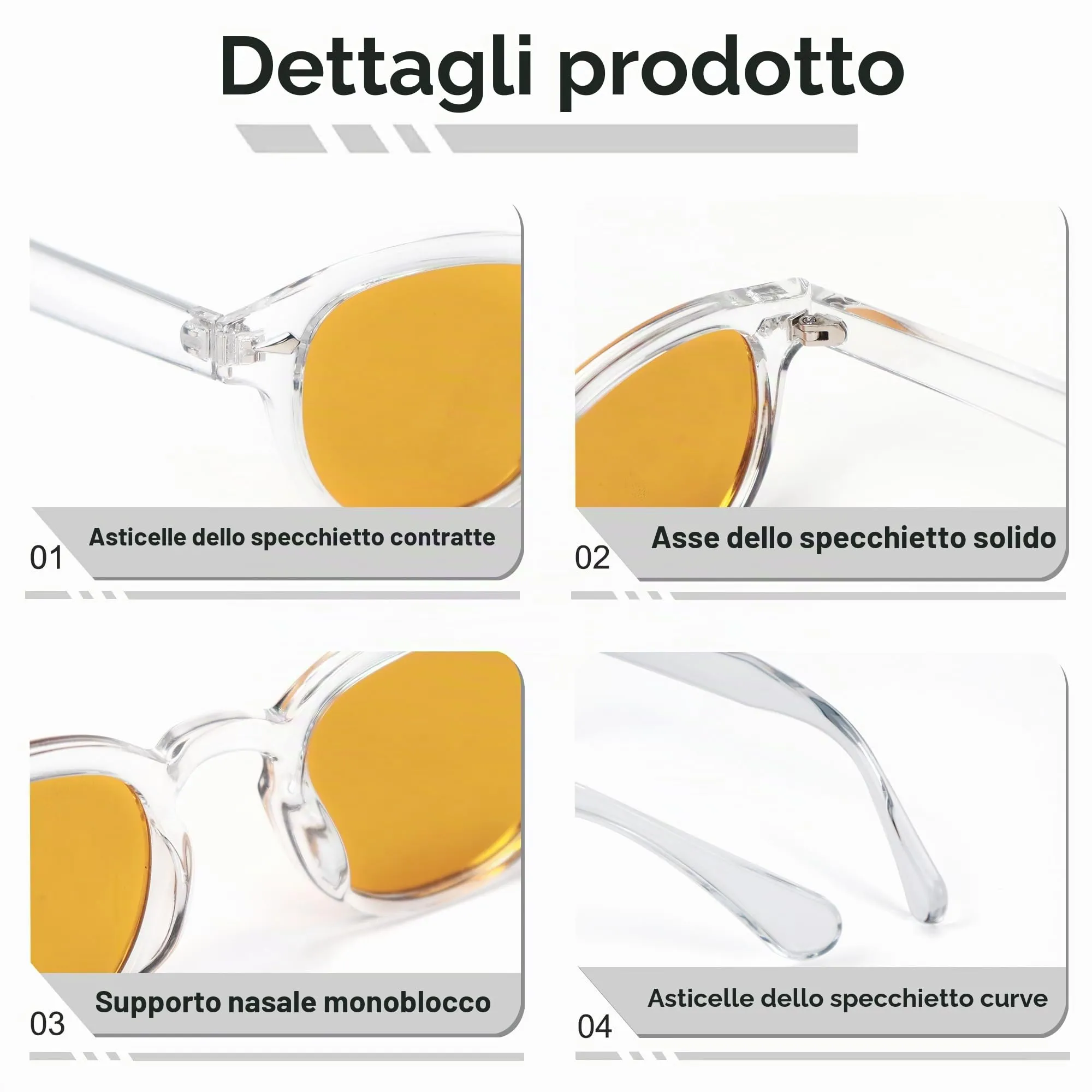 LHSDMOAT Occhiali da sole sportivi ovali vintage stile anni '70 UV400 per uomo e donna - immagine 5